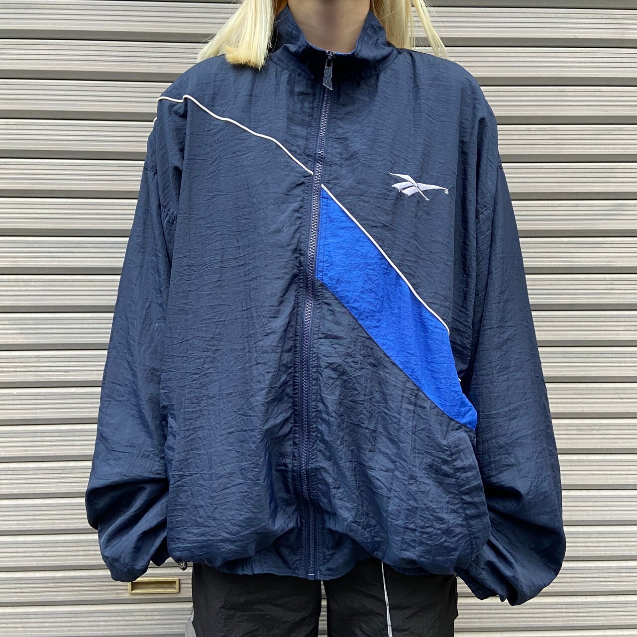 90年代 Reebok リーボック フロント バック刺繍 ナイロンジャケット