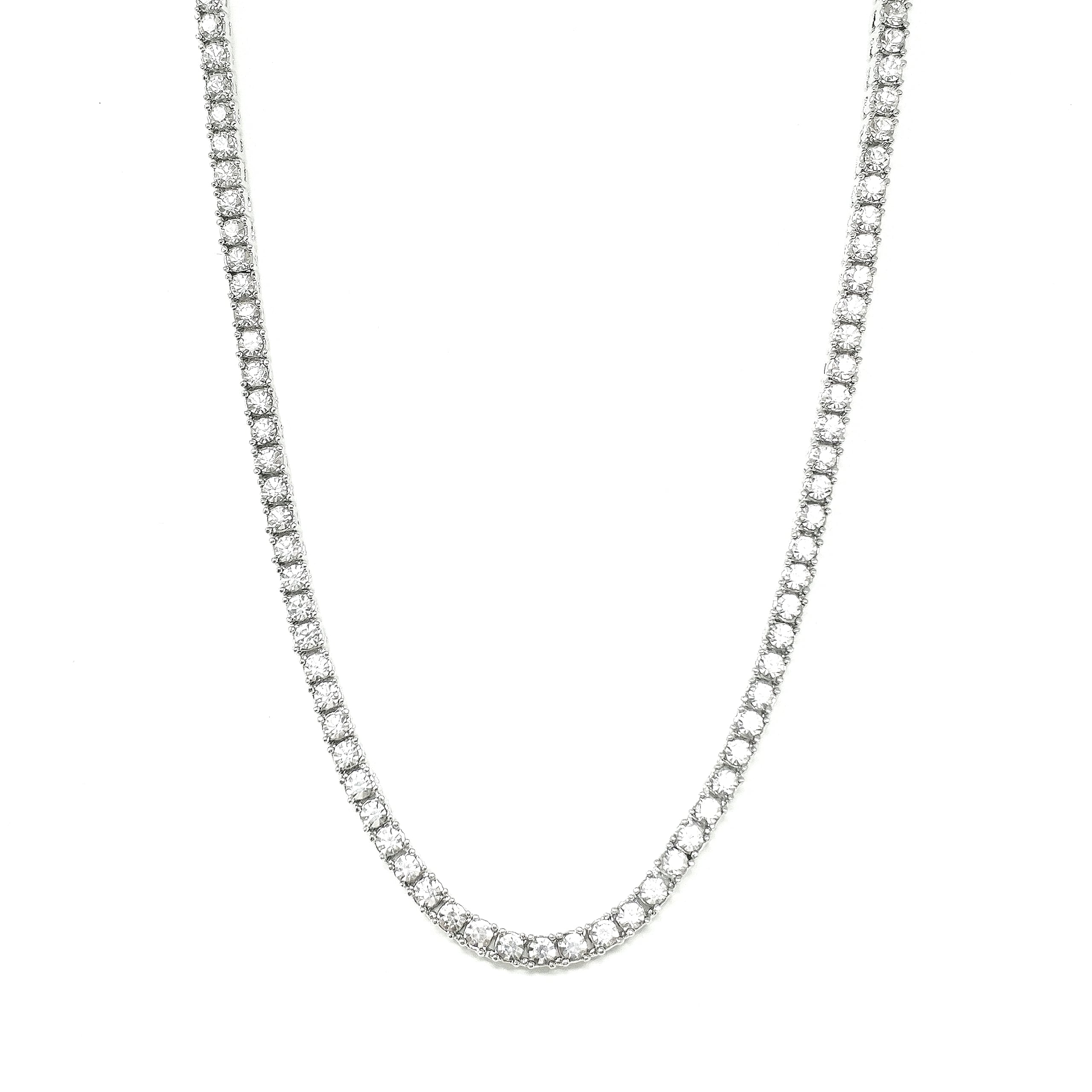 CZダイヤ 幅4mm テニスチェーン ネックレス テニスネックレス