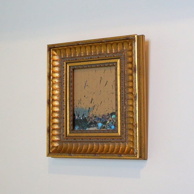 無題」 段ボールにアクリル * 現代アート 絵画 抽象画 ミニ額 フレーム