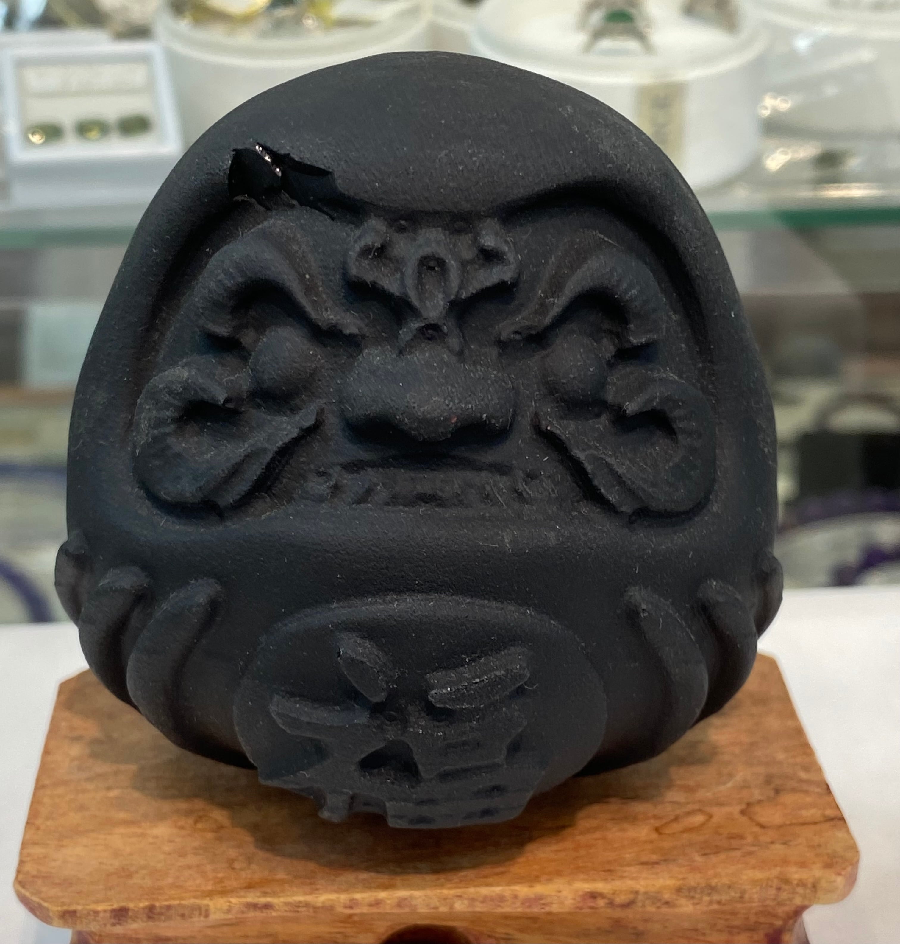 オブシディアン達磨 黒曜石ダルマ 達磨 風水 台座付き 商売繁盛 縁起物