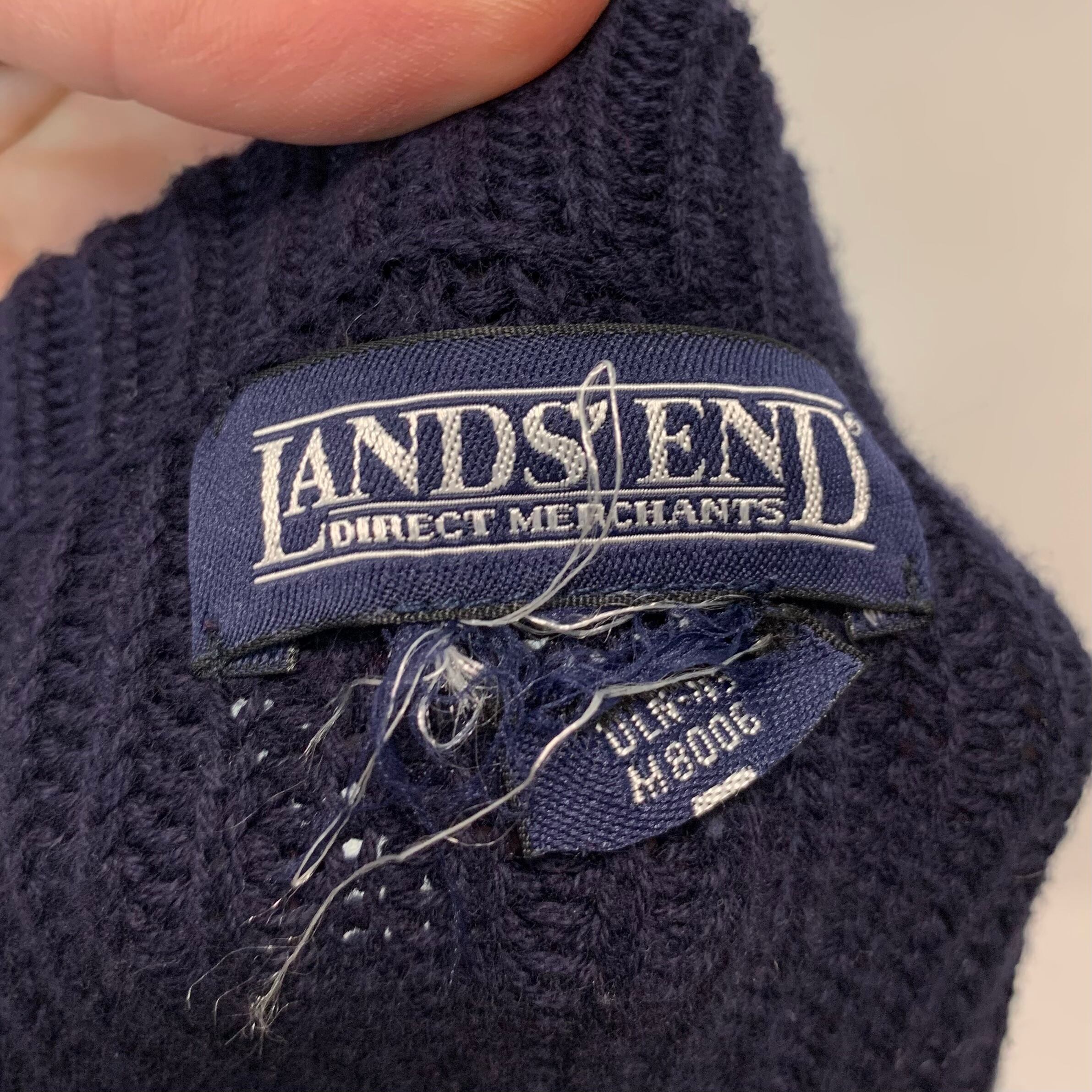 vintage old 90s LANDS END cotton knit cotton sweater MADE IN USA