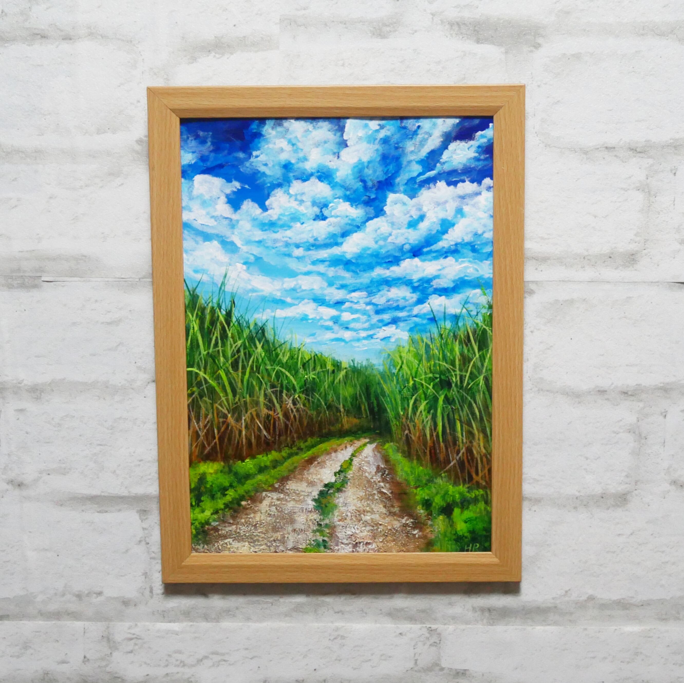 油絵 油彩 油彩画 絵 絵画【サトウキビ畑の空】 | HIROSHI1990