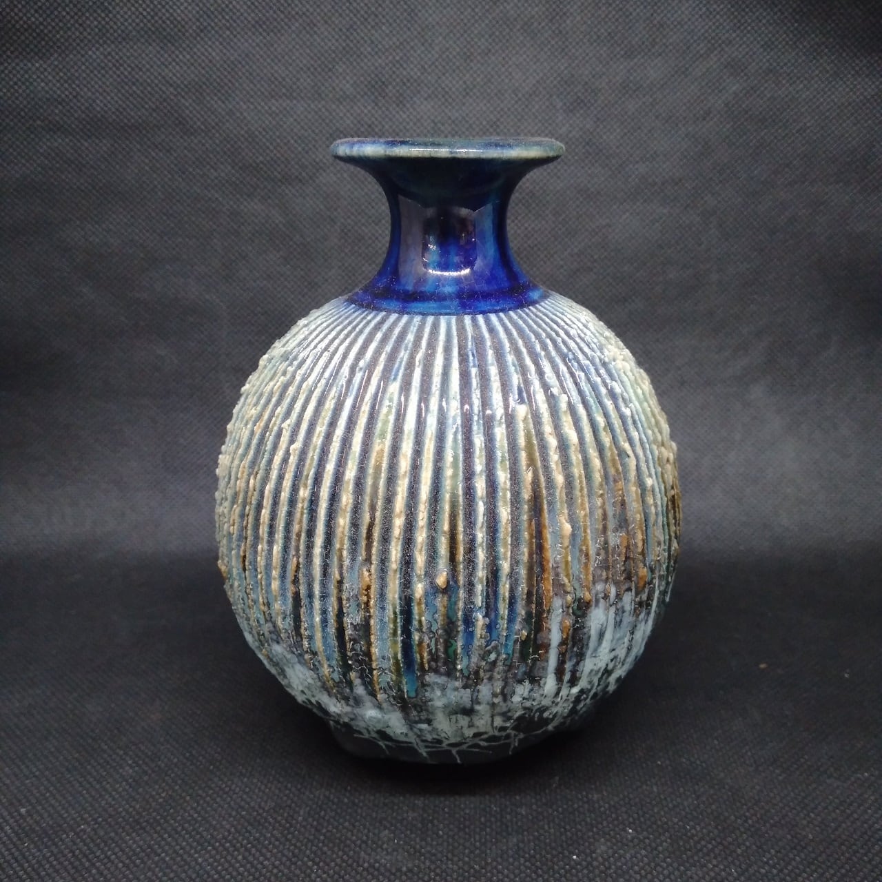 花入れ15】青銅釉加藤宇助高さ25㎝