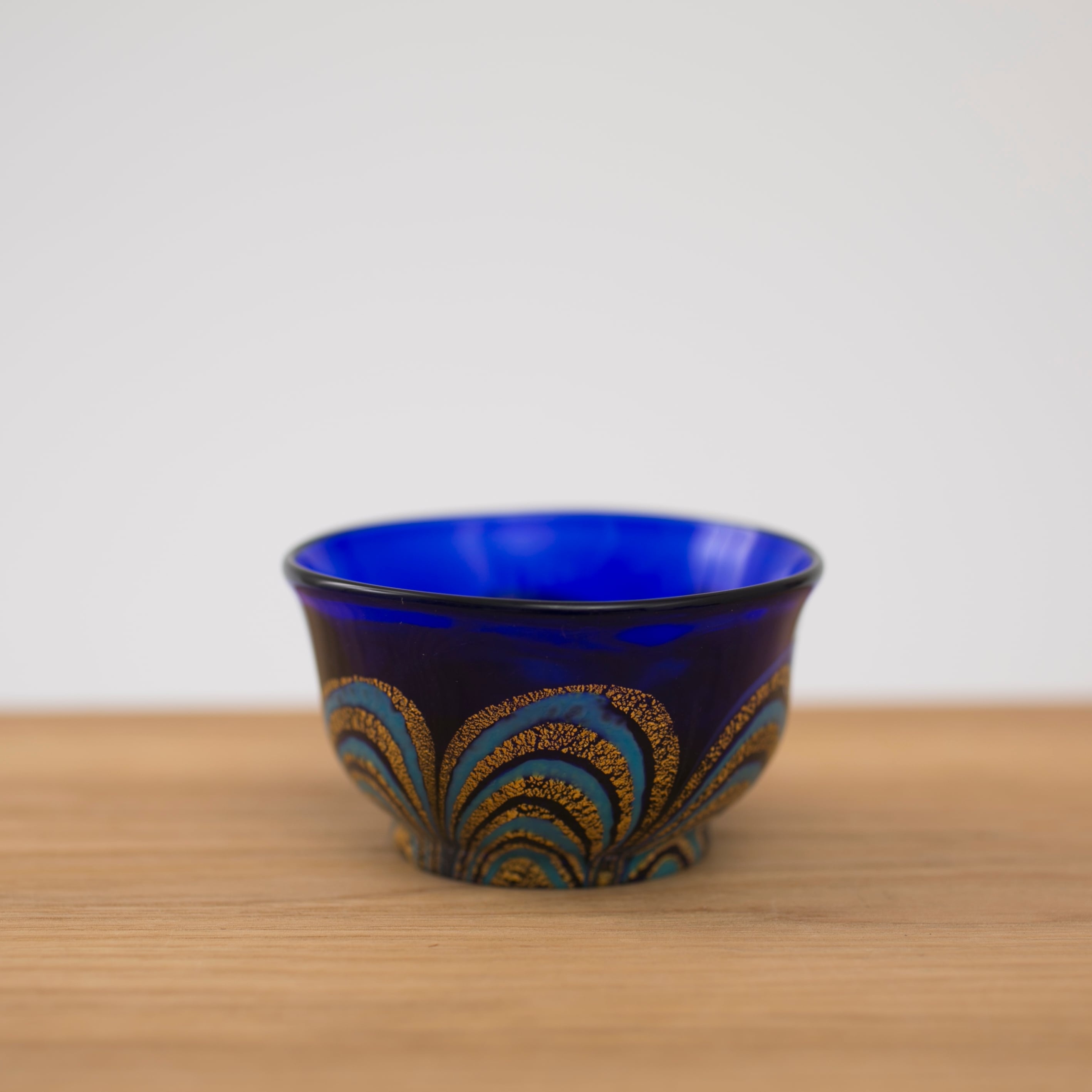 岩田久利 金彩 マーブル 青 紺 水色 硝子 ガラス 盃 猪口 酒器 ぐい呑