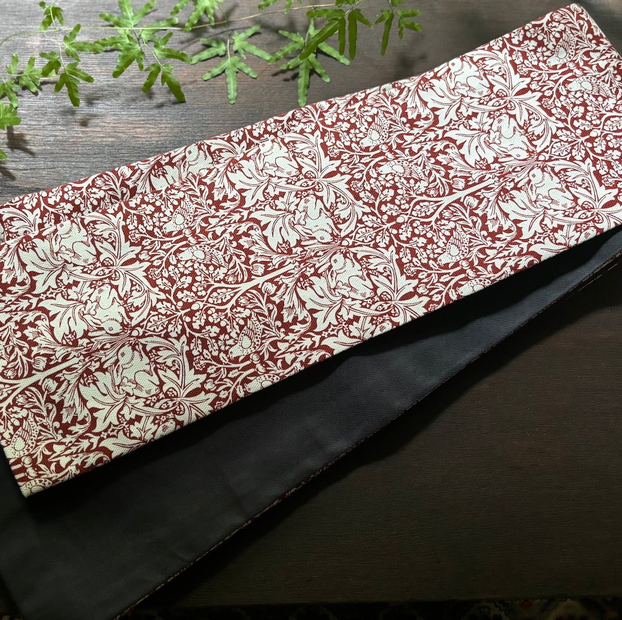 リバーシブル半幅帯（ウィリアムモリス✖️チャコールグレー