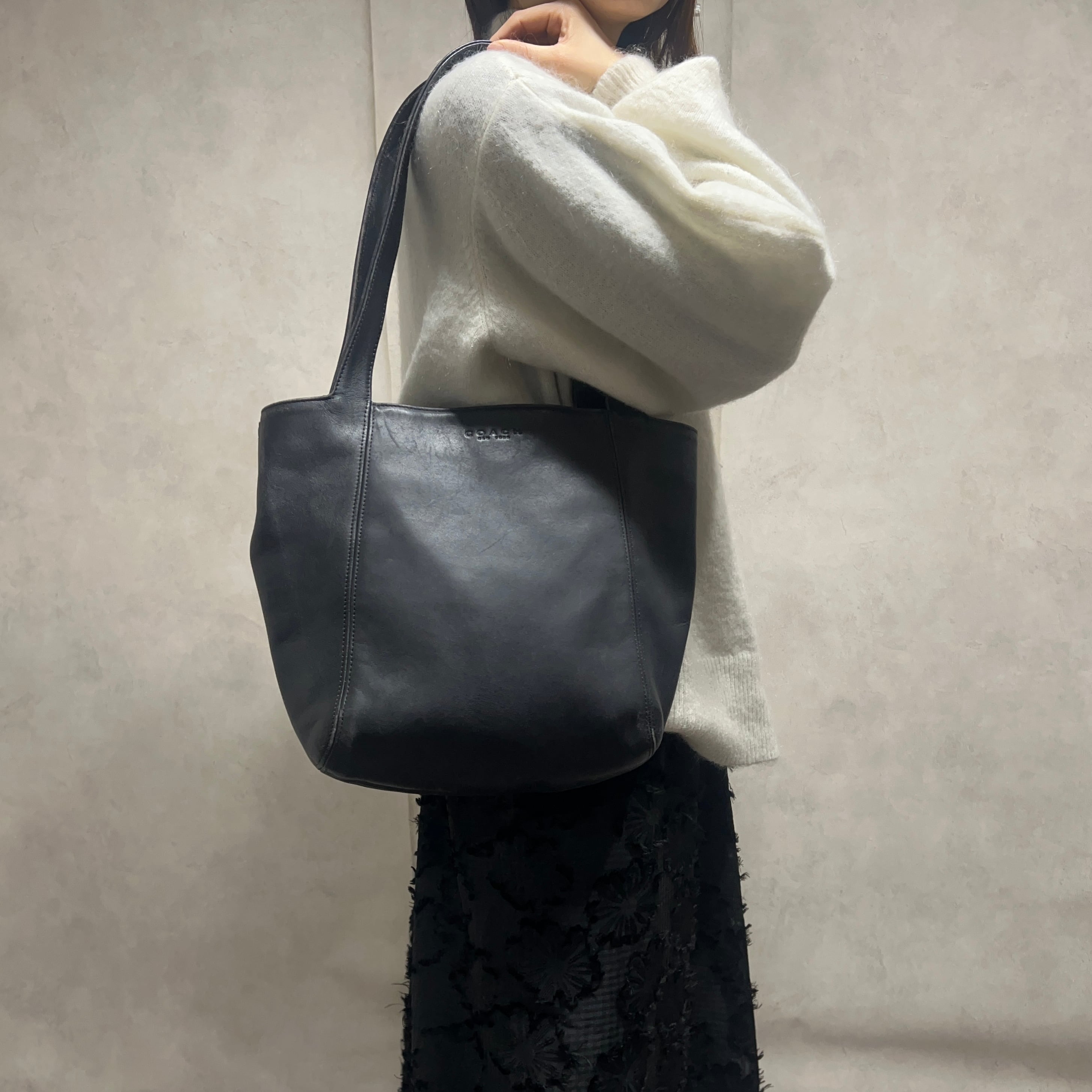 オールドコーチ レザートートバッグ 黒 ブラック OLD COACH 極美品 90