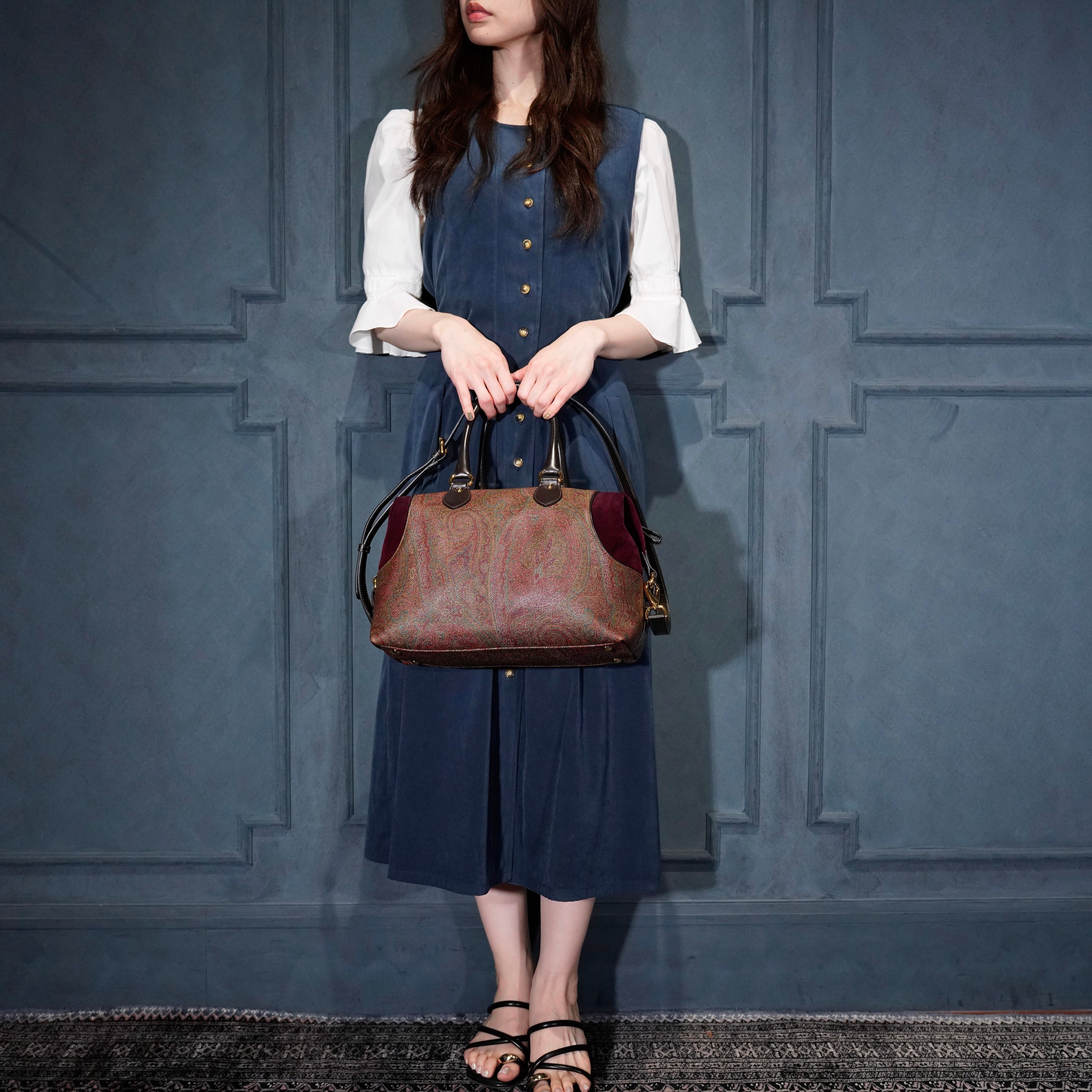 ETRO PAISLEY PATTERNED LEATHER SWITCHED DESIGN 2WAY BOSTON