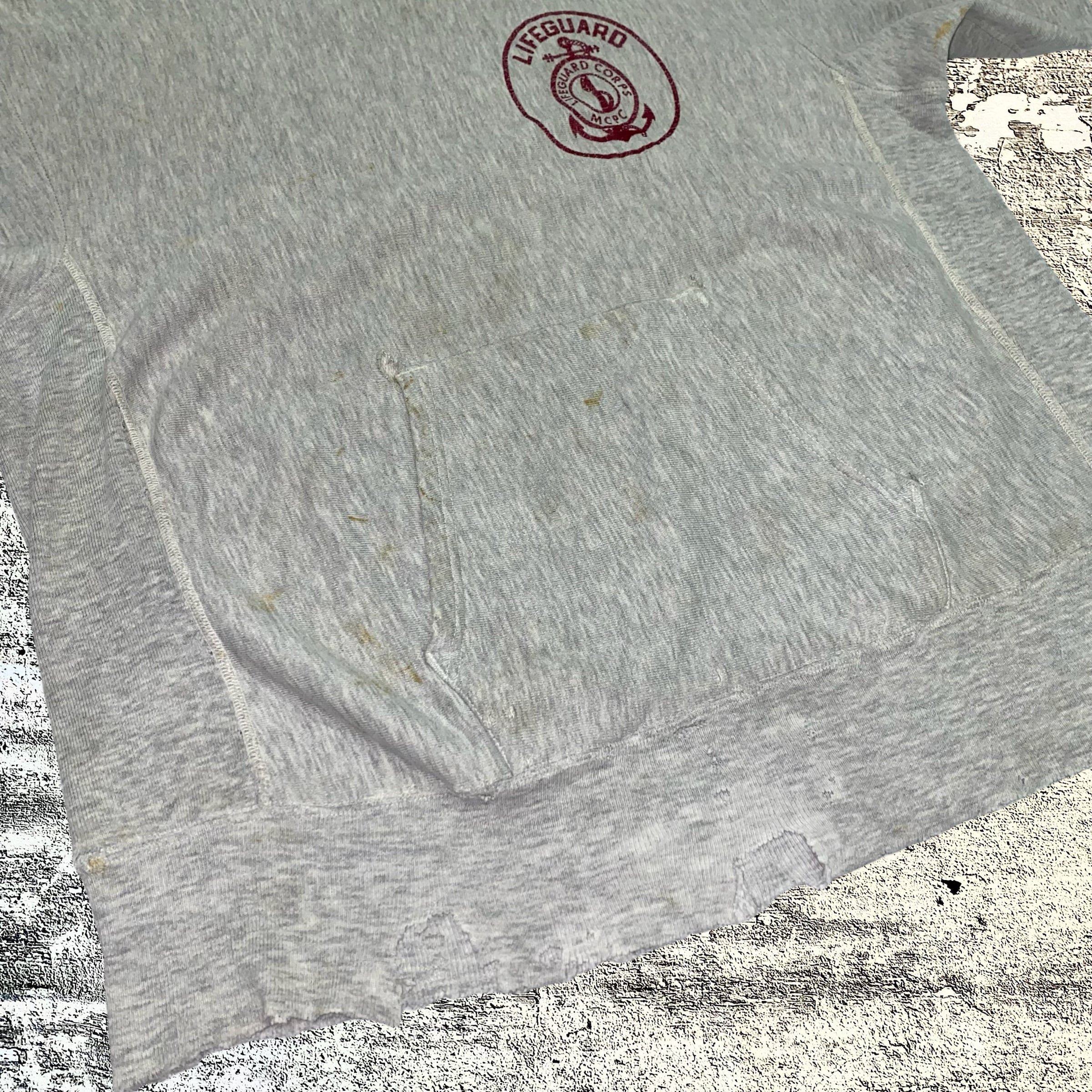 80s Champion LIFE GUARD 襤褸 BORO REVERSE WEAVE グレー スウェット