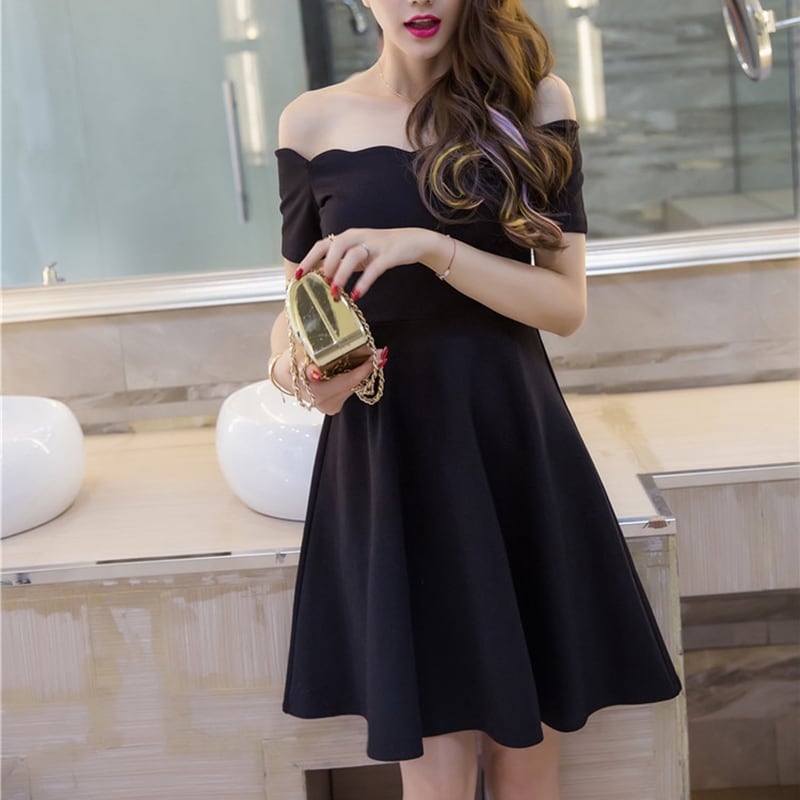 オフショルダー フレア スカラップ ミニ丈ワンピース | 森のあらいぐま