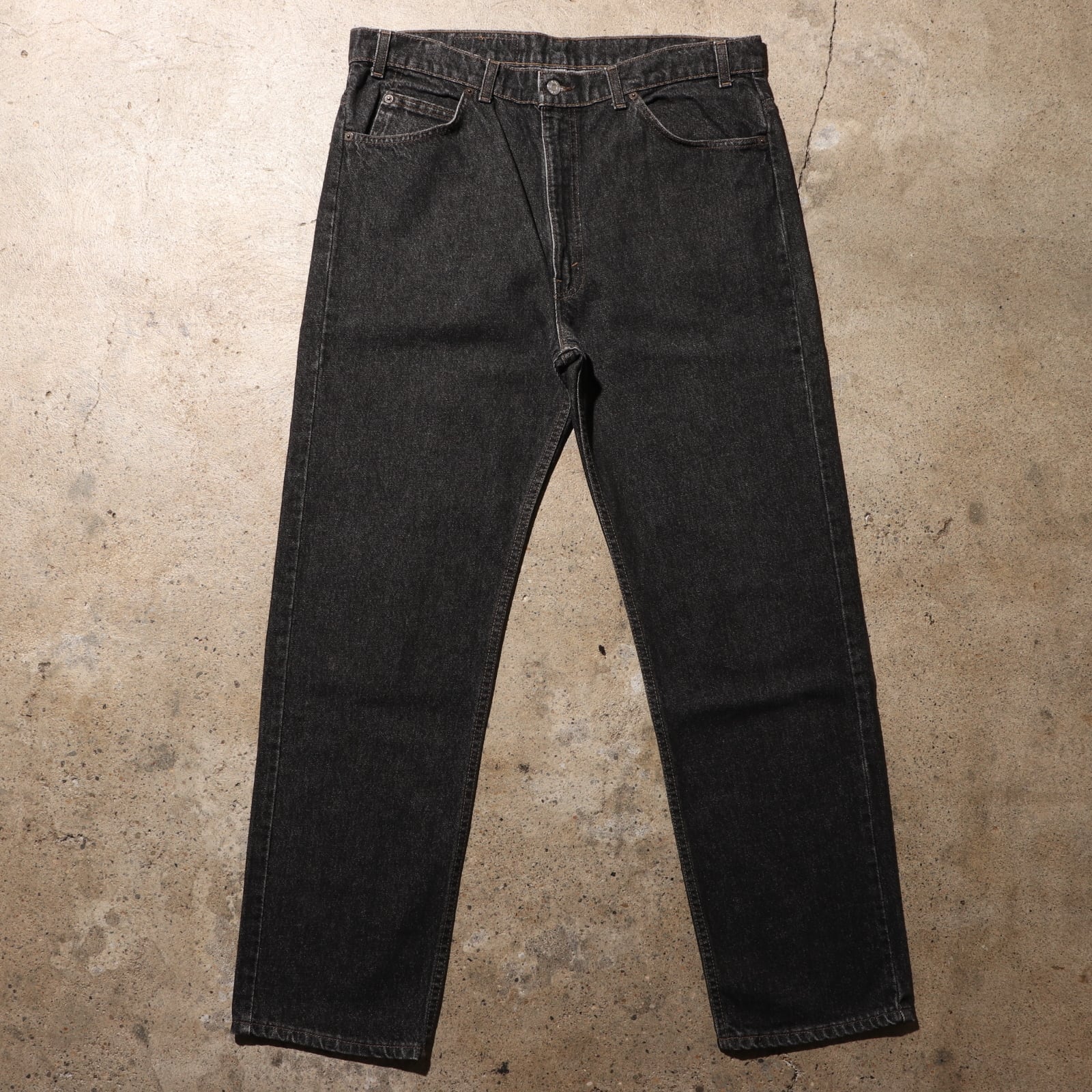 極美品 38×30 Levi's 505 USA 先染め黒 ブラックデニムパンツ オレンジ