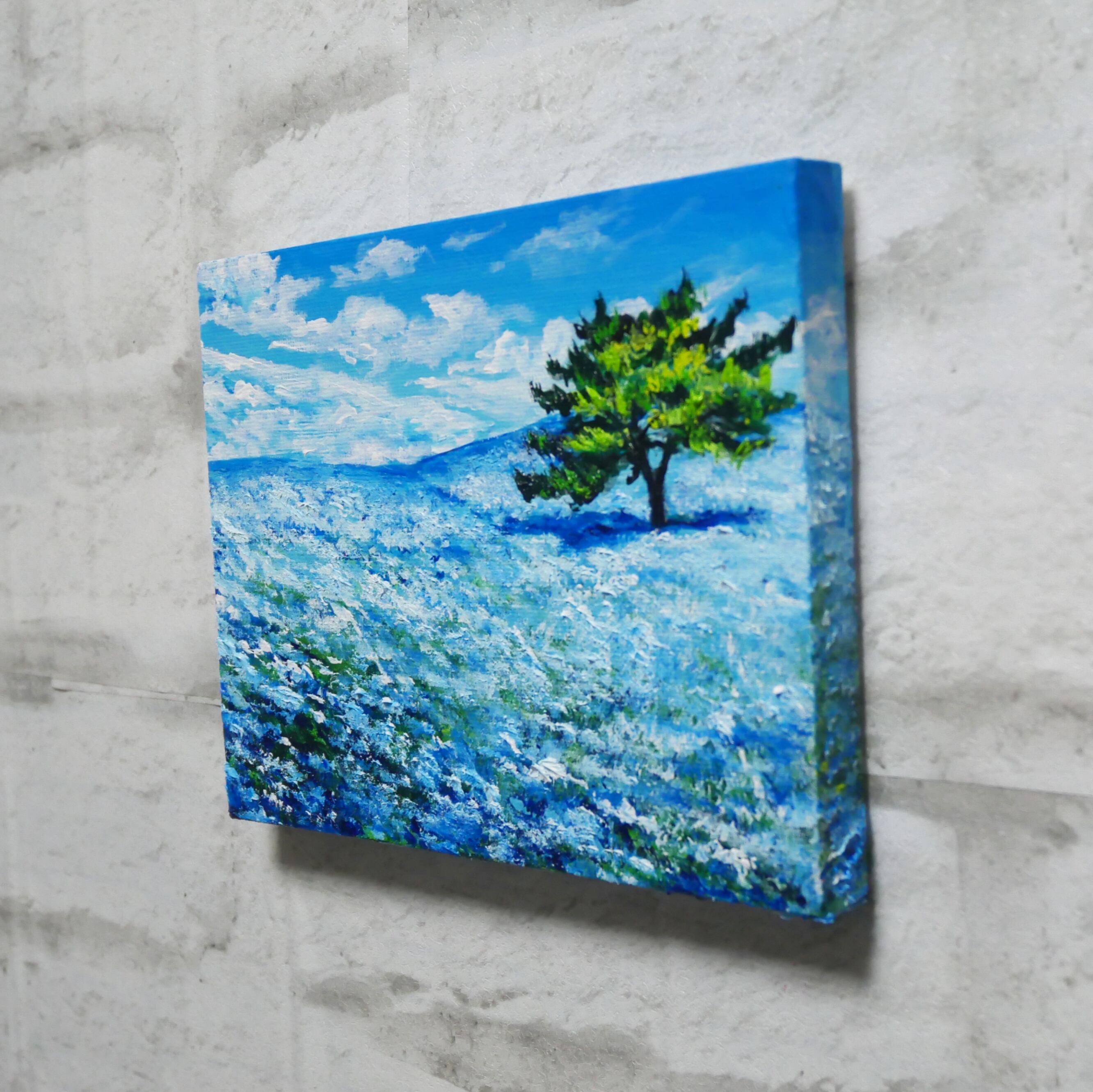 油絵 油彩 油彩画 絵 絵画 F0号【ネモフィラの丘】 | HIROSHI1990