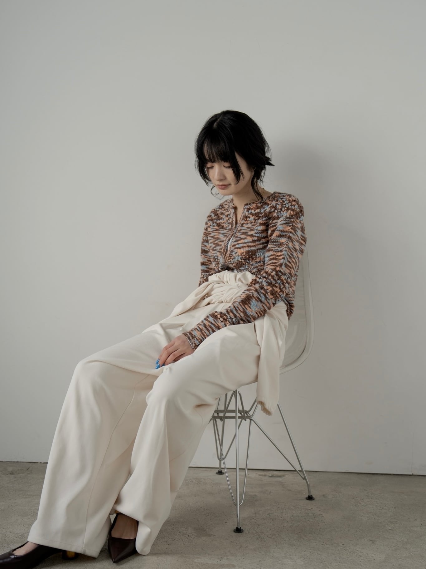 marble knit cardigan【brown】 | quūi