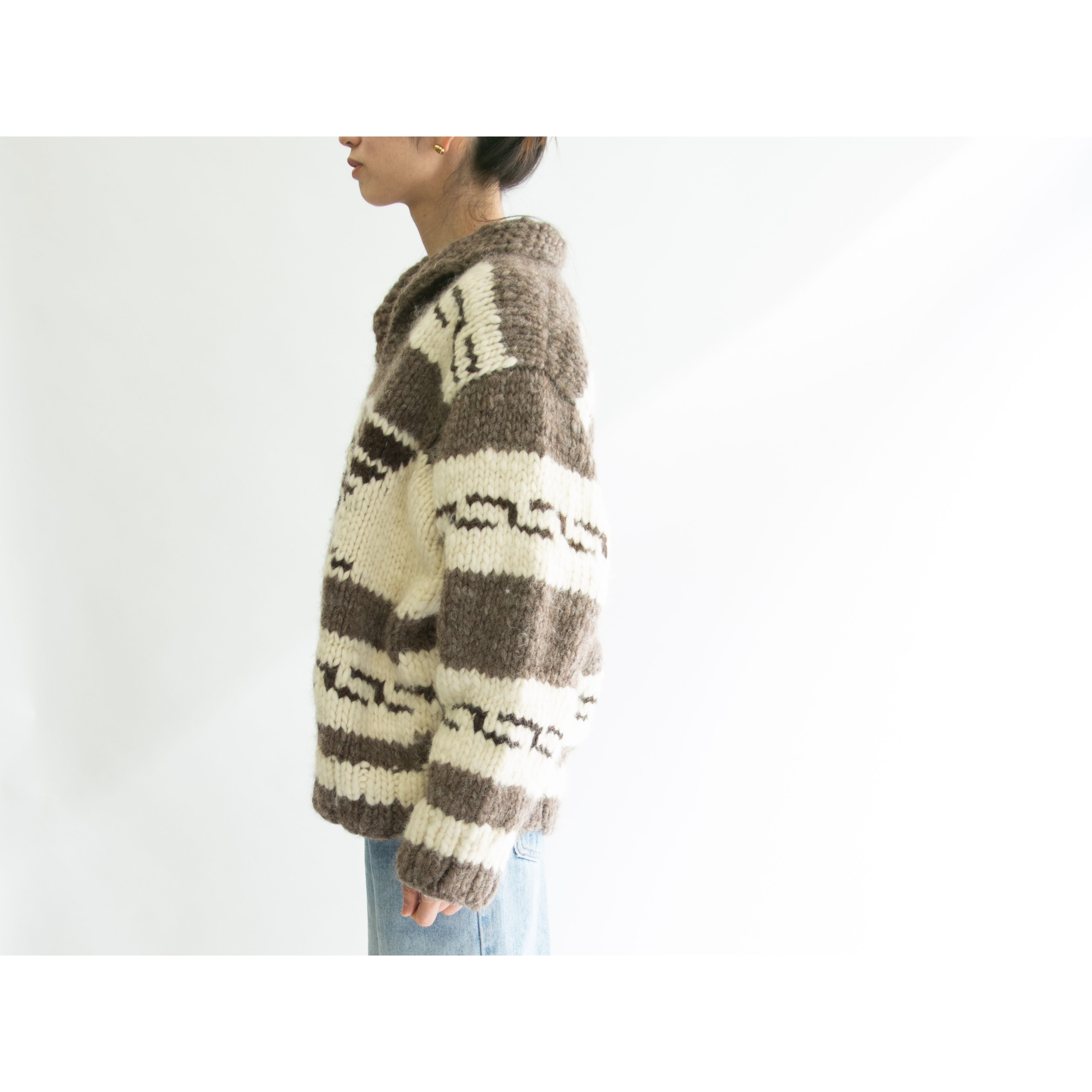 COWICHAN INDIAN】90's Cowichan pullover sweater 