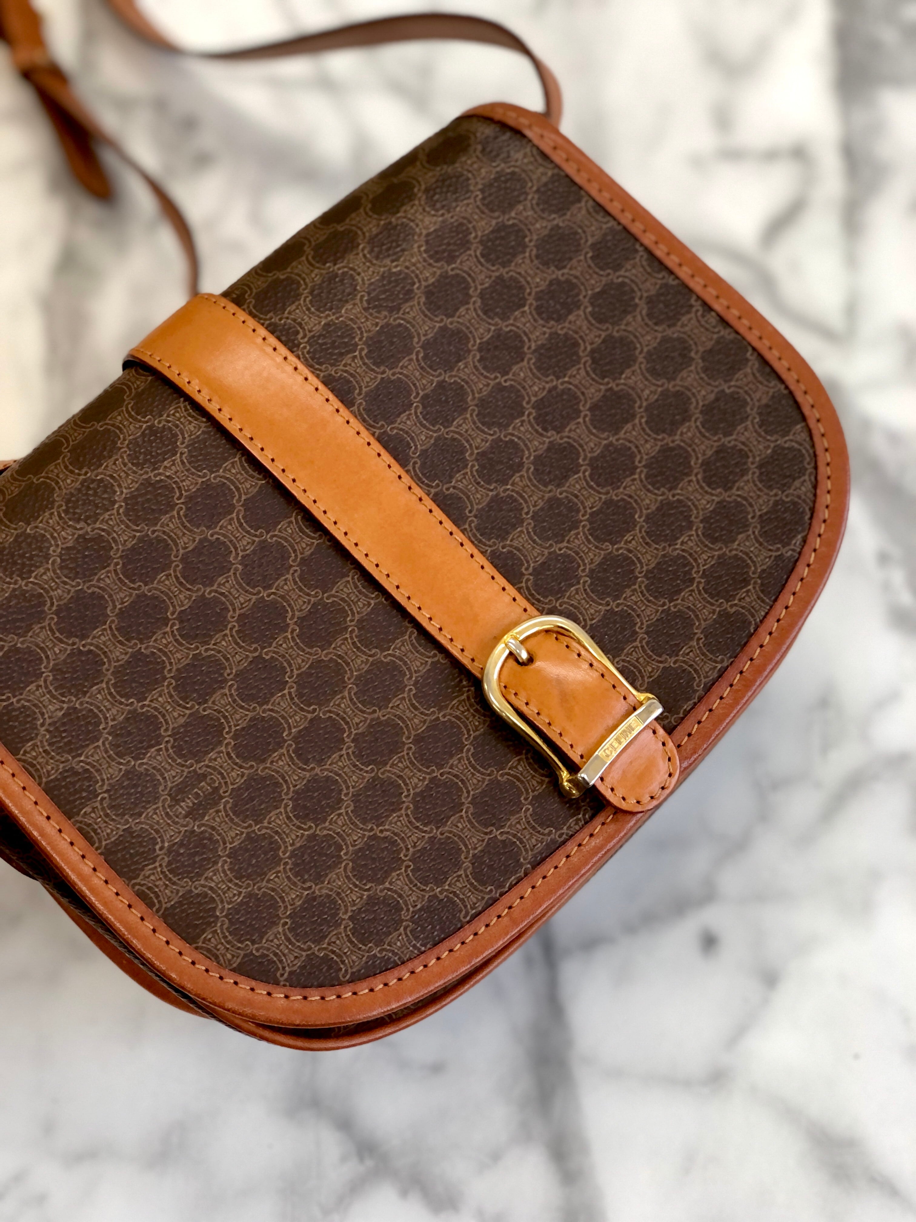 CELINE セリーヌ マカダム フロントベルト フラップ ショルダーバッグ