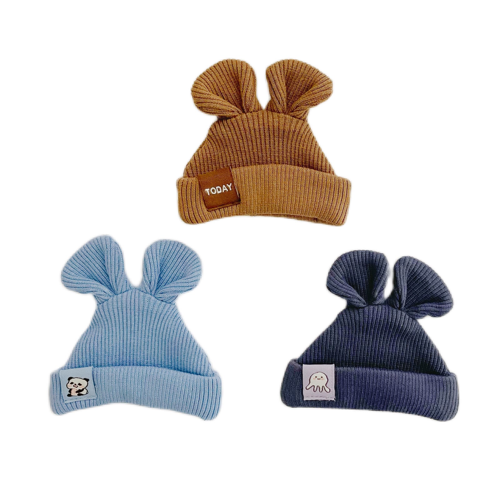 10cm20cmぬいぐるみ用 ぬい服 着せ替え服 うさ耳付きニット帽 5色