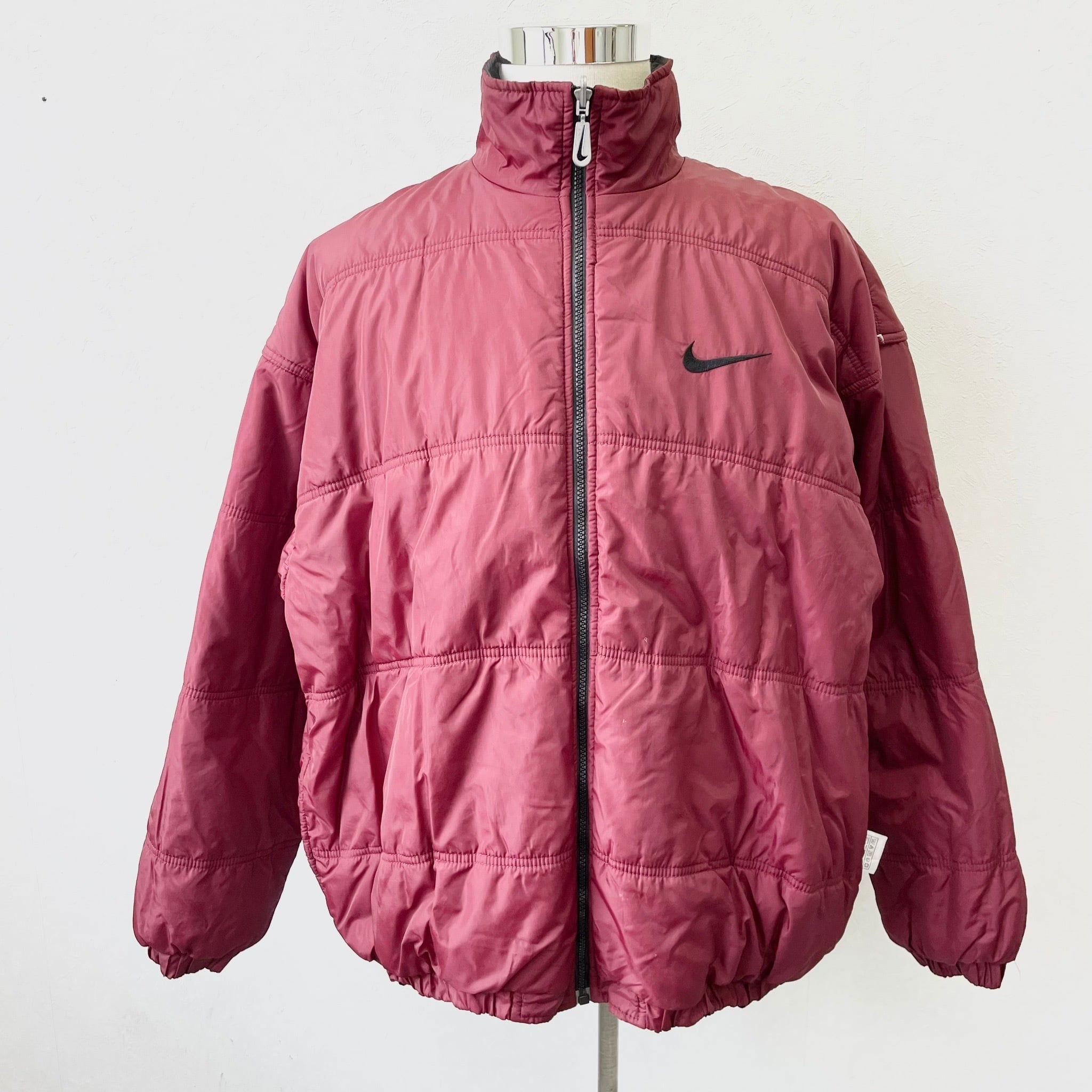 リバーシブル】ナイキ 中綿ナイロンジャケット 刺繡スウッシュロゴ 90s