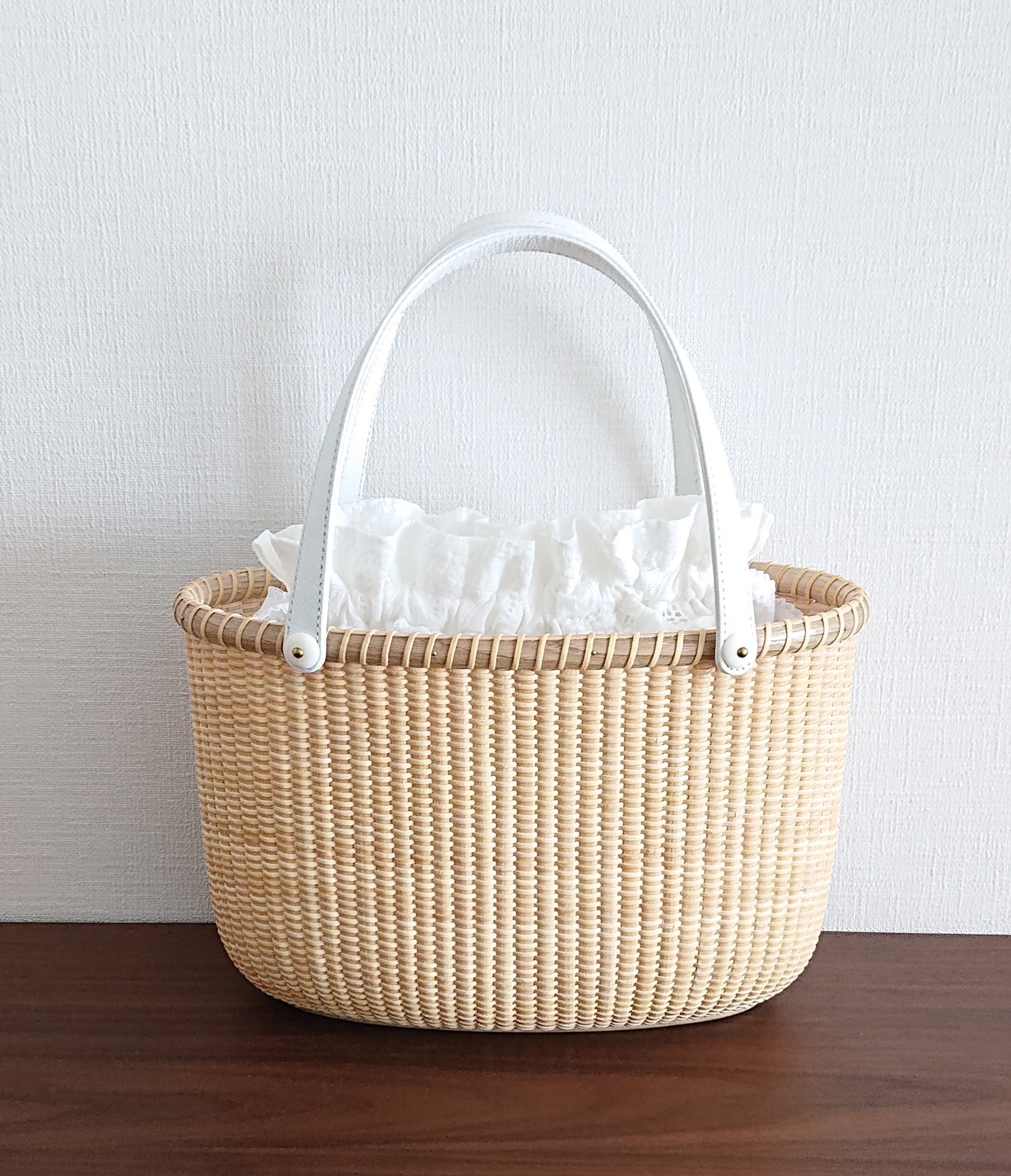 ナンタケットバスケット( トート型 10インチS・ハンドル 白