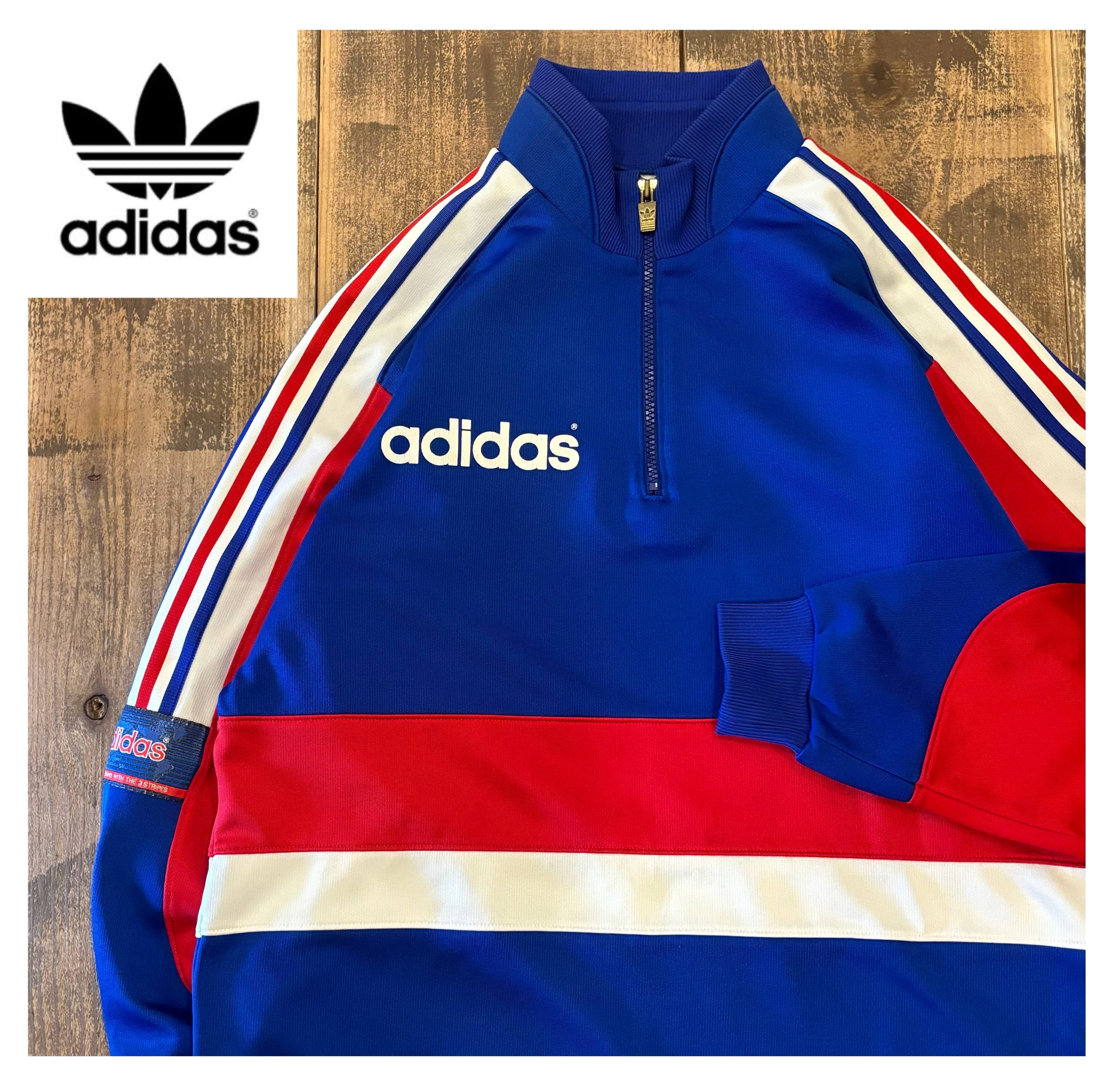 90s adidas デサント トラックジャケット ハーフジップ スリー