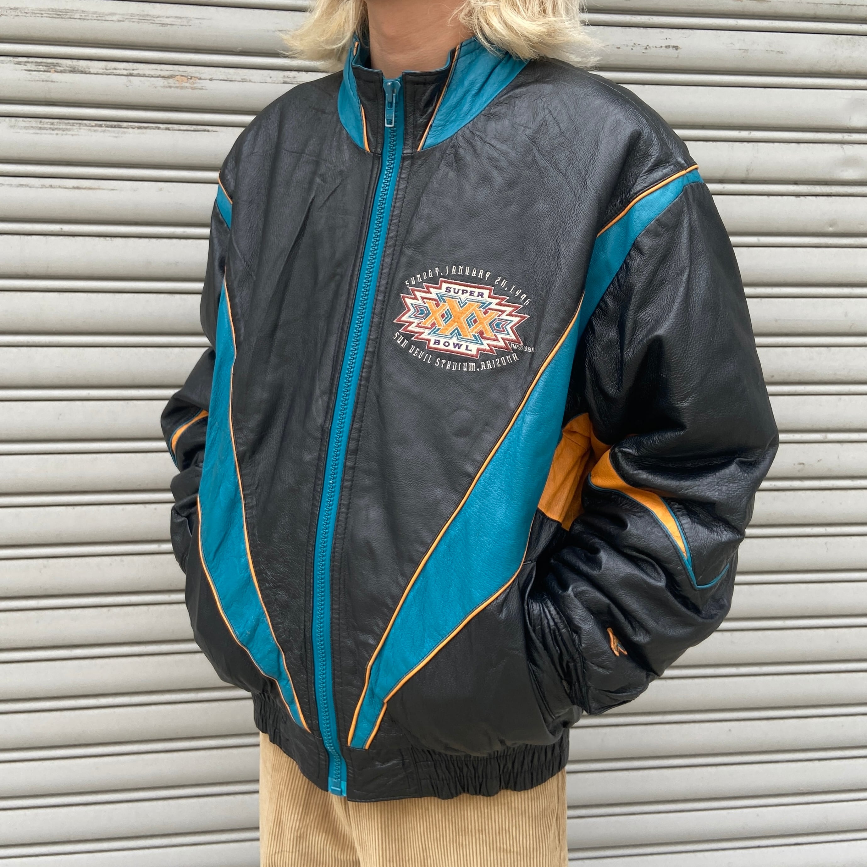 90s PROPLAYER NFL スーパーボウル レザースタジャン 黒 M | 古着屋 Uan