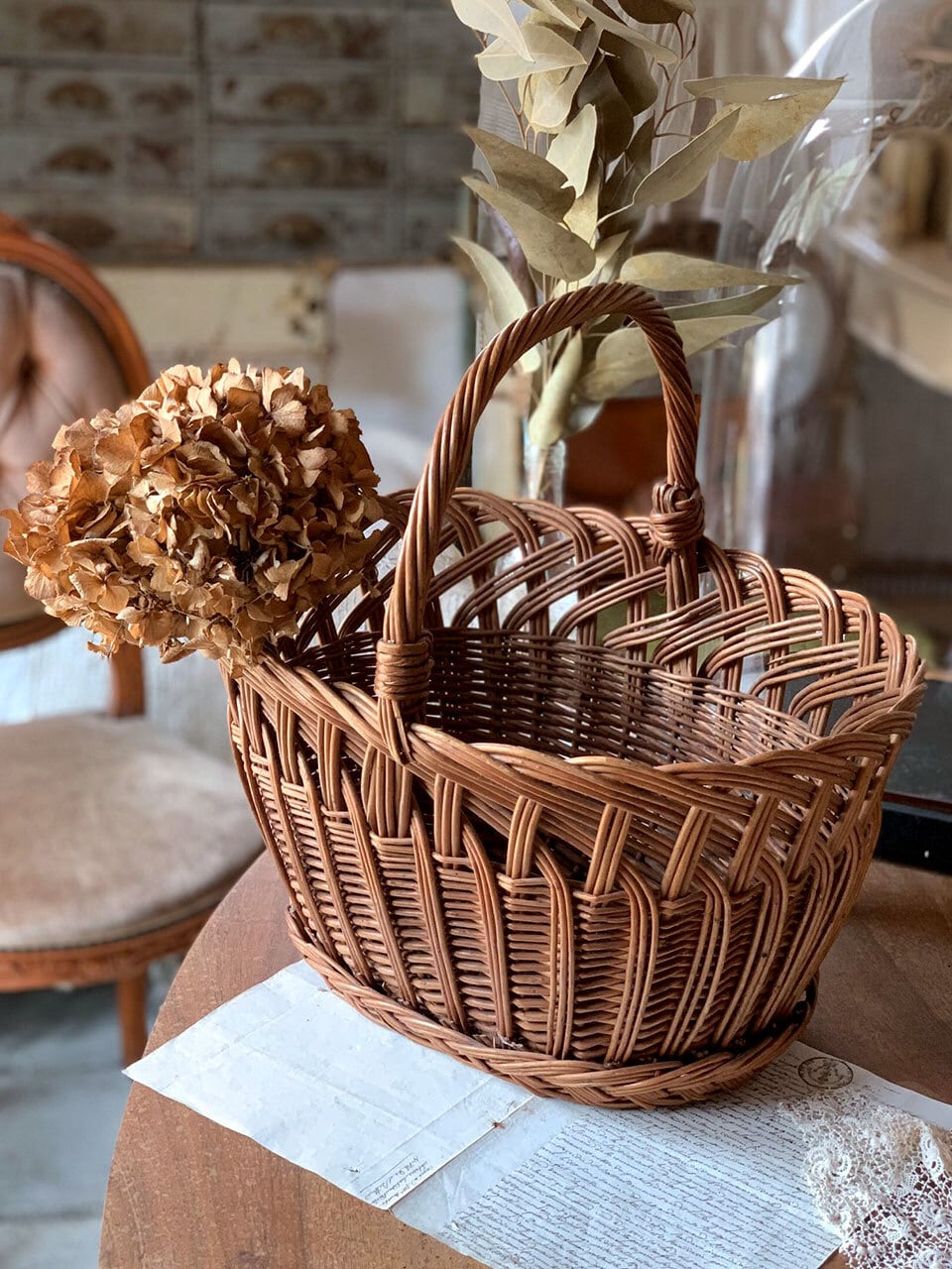 パニエ 籐 ラタン ライトブラウン | Brocante de La Cocotte