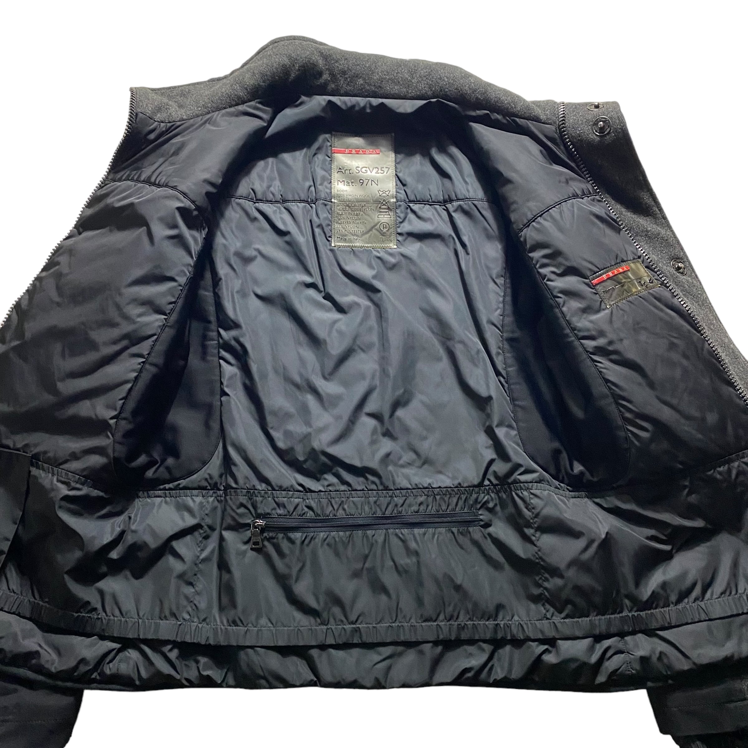 PRADA SPORT nylon switching wool blouson | NOIR ONLINE