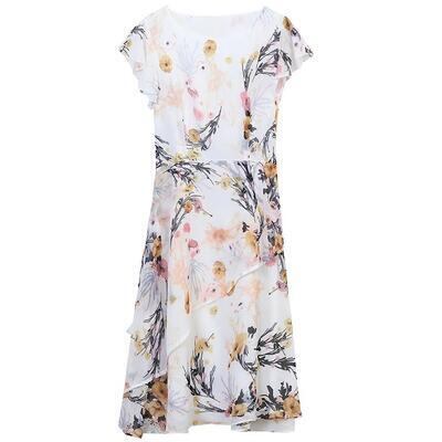 ワンピース きれいめ ひざ丈 エレガント 春 春夏 夏 半袖 フレア