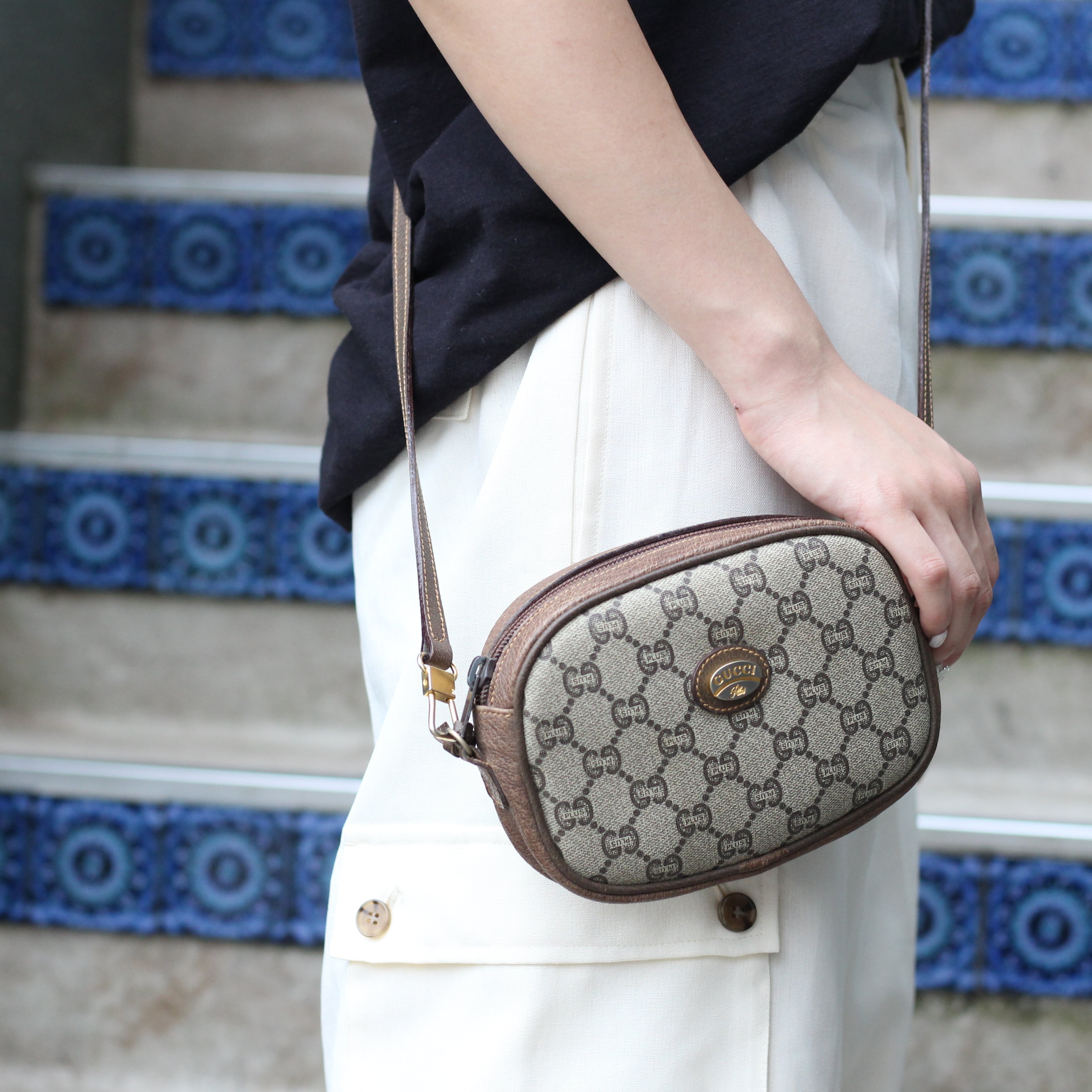 OLD GUCCI PLUS GG PATTERNED MINI SHOULDER BAG MADE IN ITALY