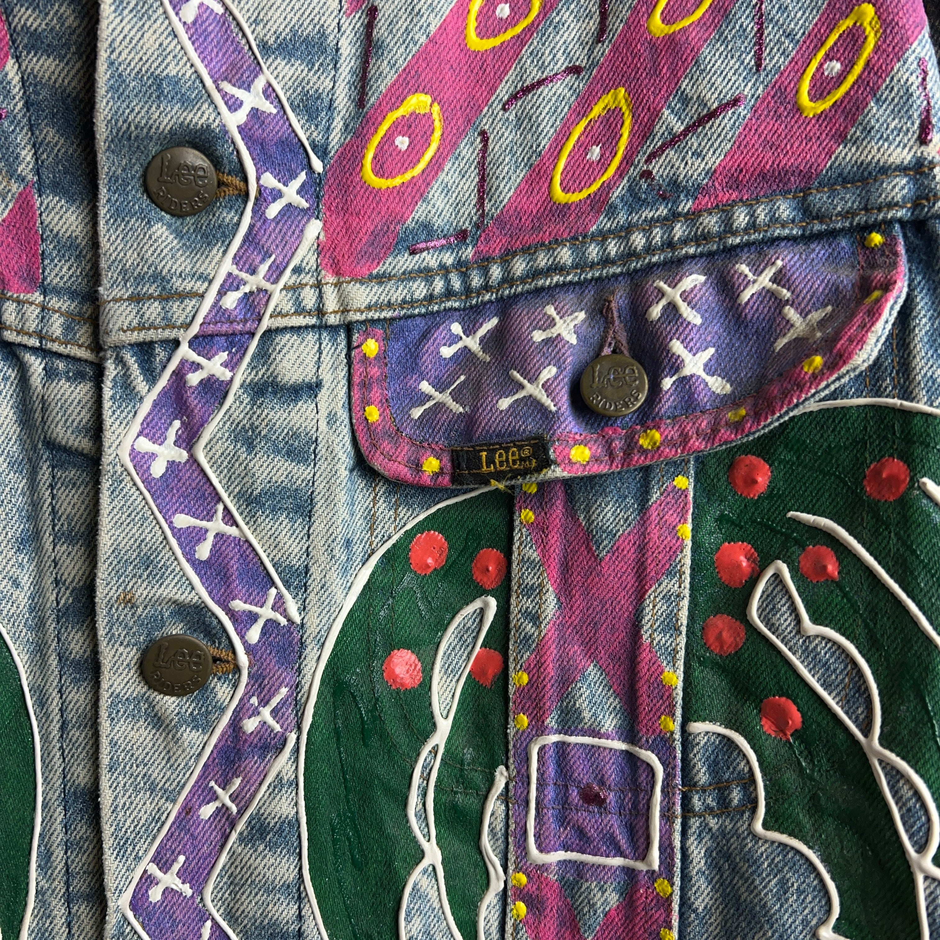 80's Lee 220-J 101-J HAND PAINT ART DENIM JACKET 80代 90年代 リー