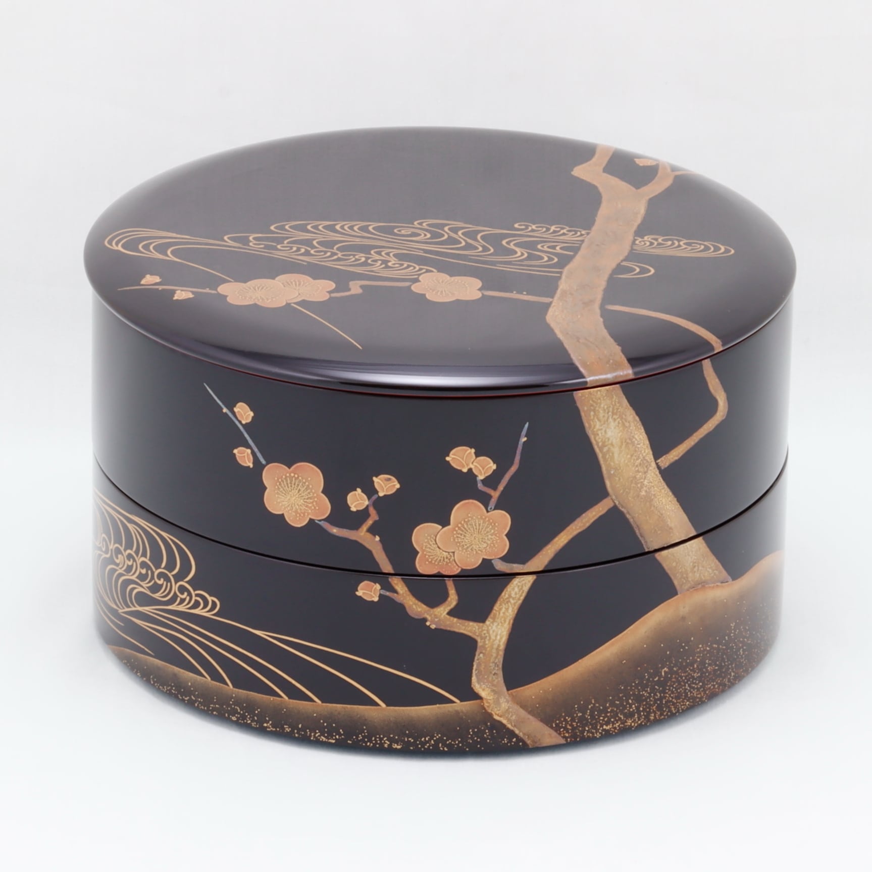 510 輪島塗 丸二段重／黒塗／梅蒔絵 | 輪島塗 加藤漆器店 公式