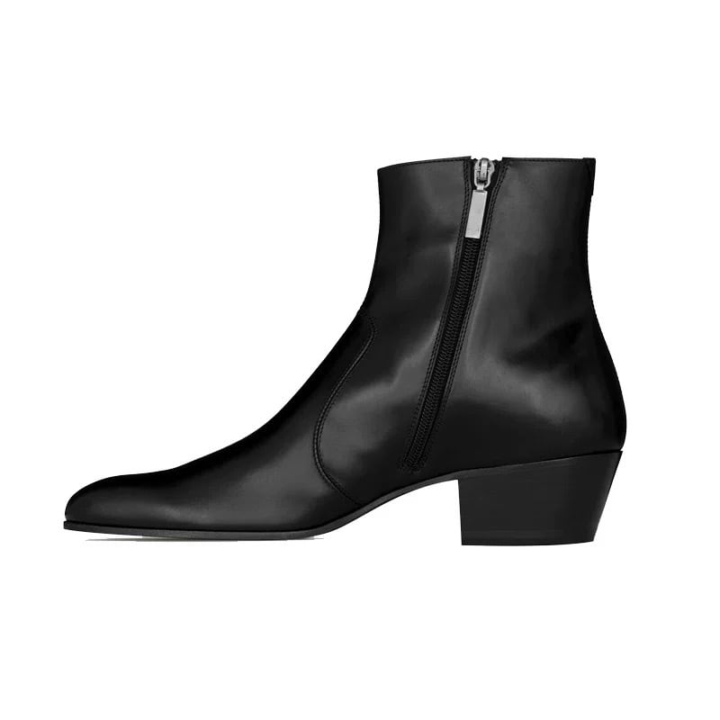 □ Y's ワイズ サイドジップ ストラップ レザーブーツ ロングブーツ