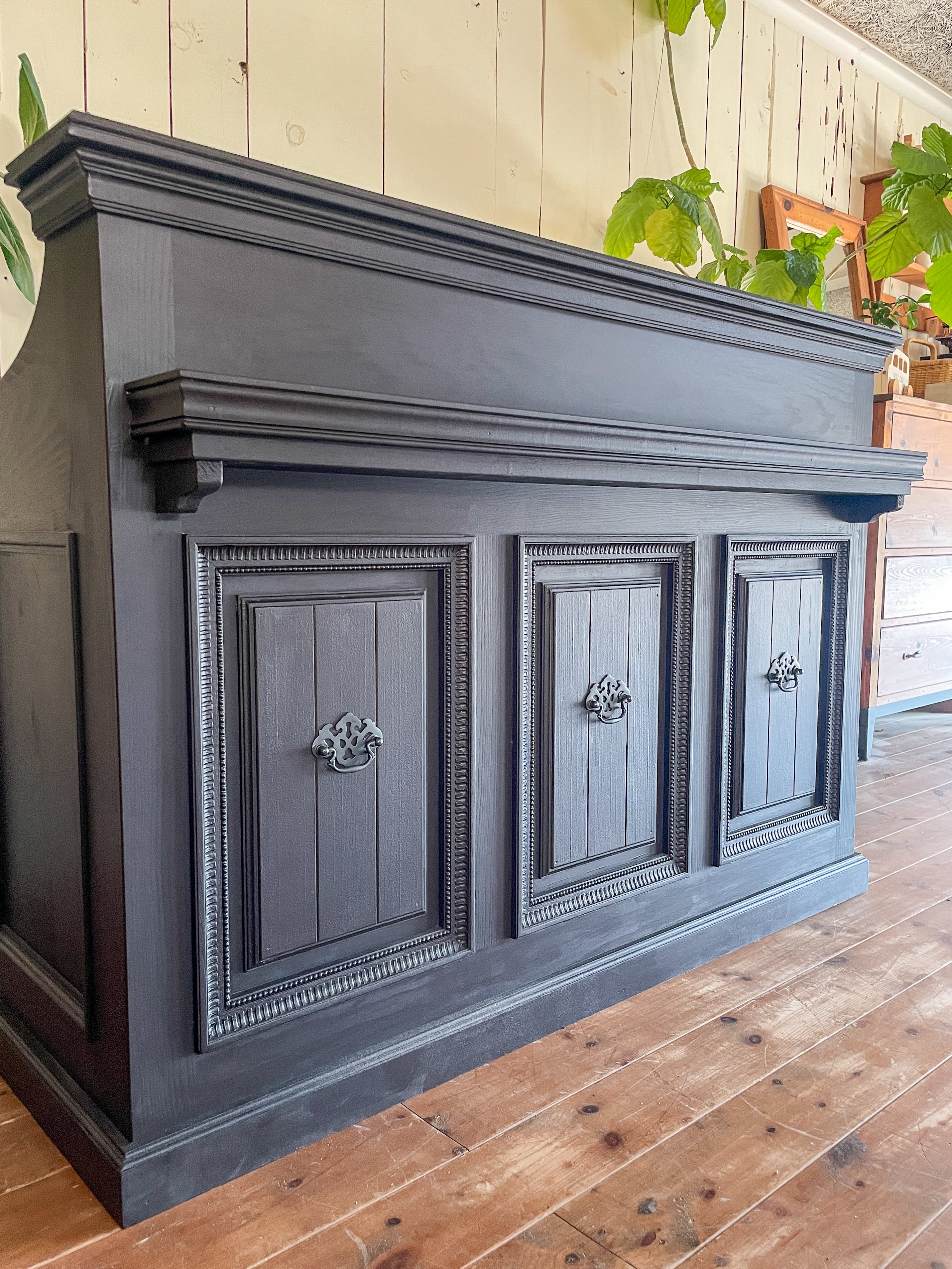 豪華な装飾アンティーク調カウンターテーブル120 （ダークブラウン