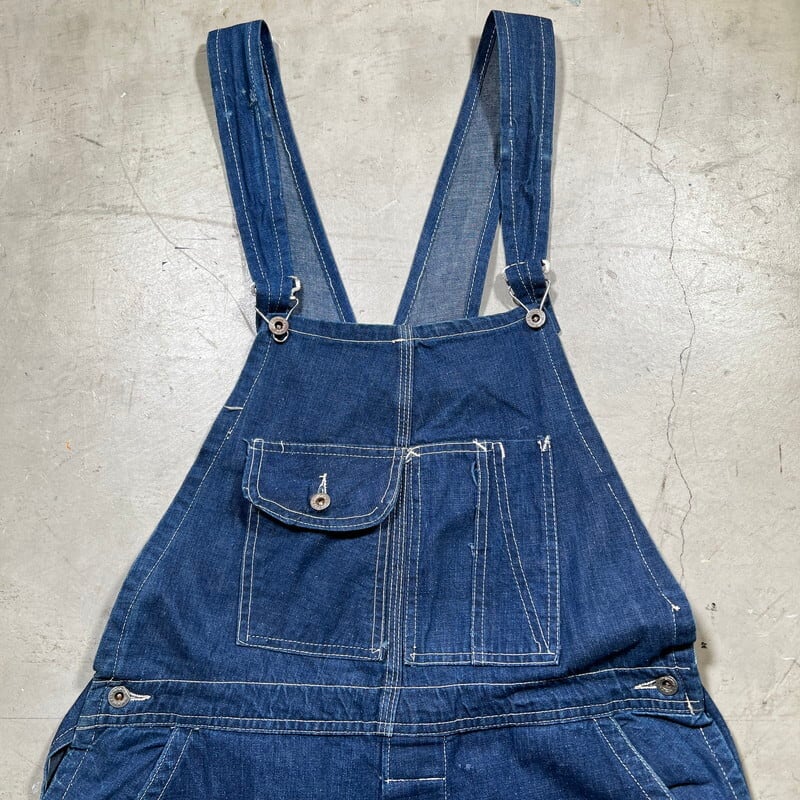 40's Unknown デニムオーバーオール 大戦モデル セパポケ 月桂樹ボタン