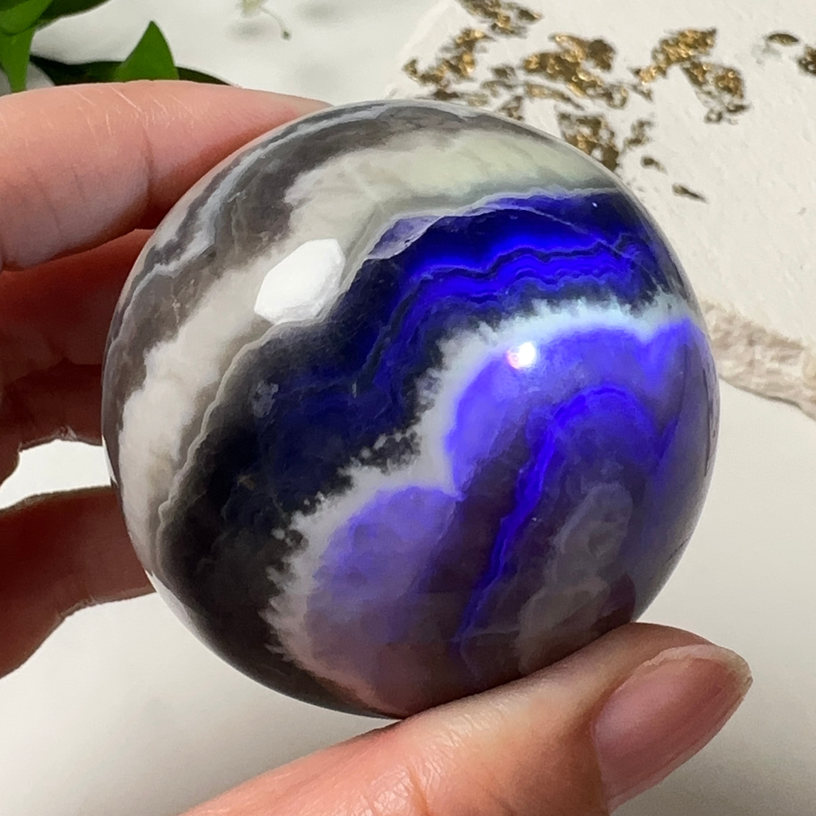 芸術的マーブル模様｜フローライトアゲートスフィア Φ56mm | Mt.Sophia