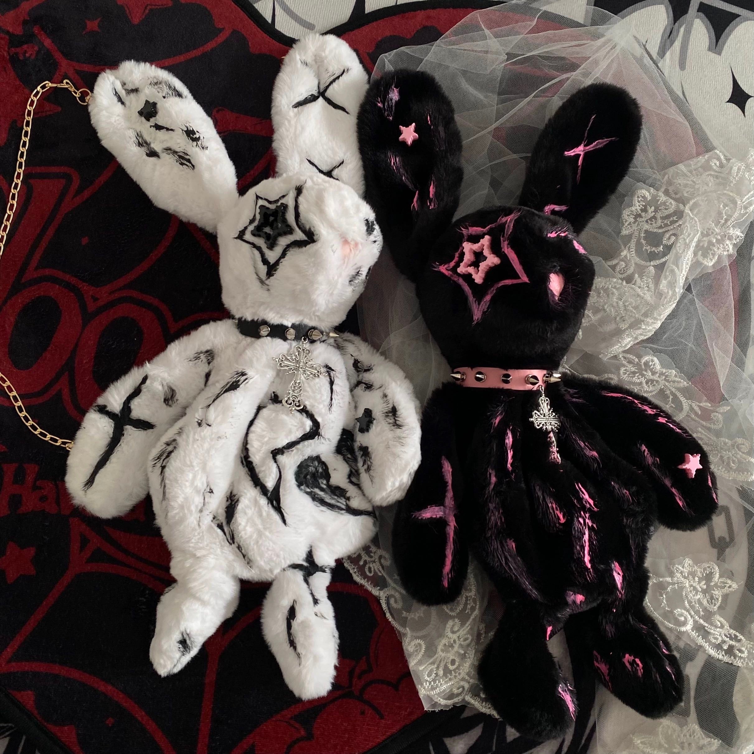 病みかわいい 個性的ウサギぬいぐるみバック Y2K Y3K カジュアル