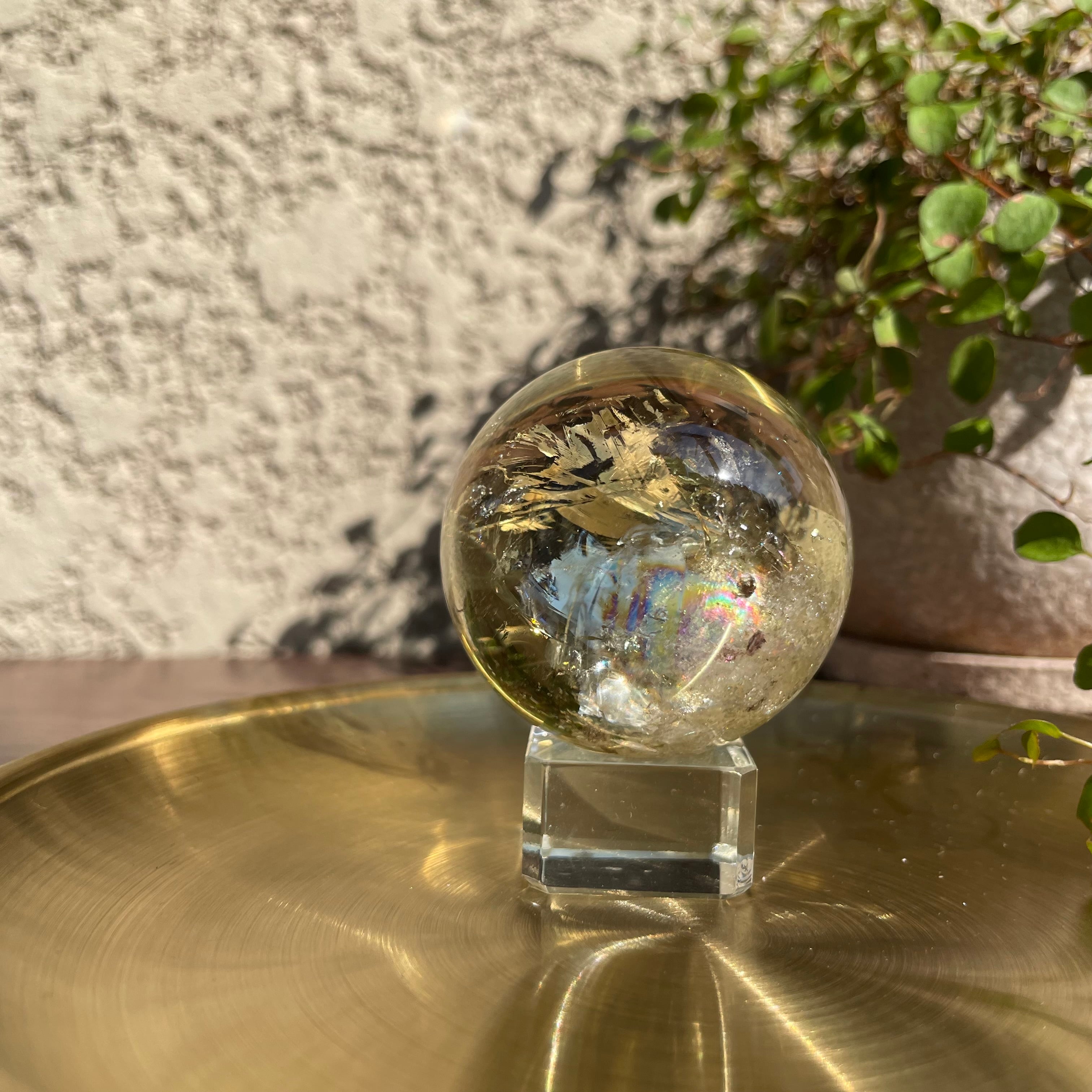 シトリン 高品質 スフィア 4.1㎝ レインボーシトリン シトリン 高品質