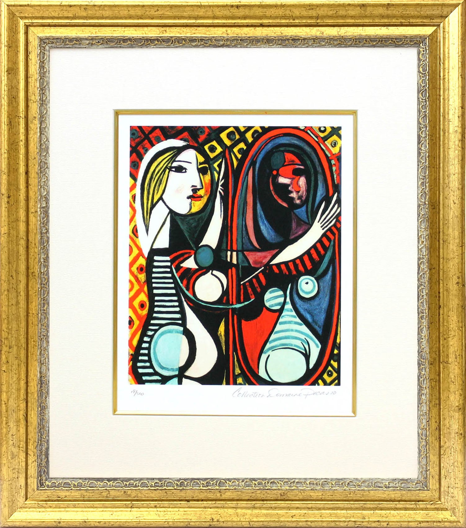 パブロ ピカソ「鏡の前の少女」額縁4色選択可能 作品証明書 展示用