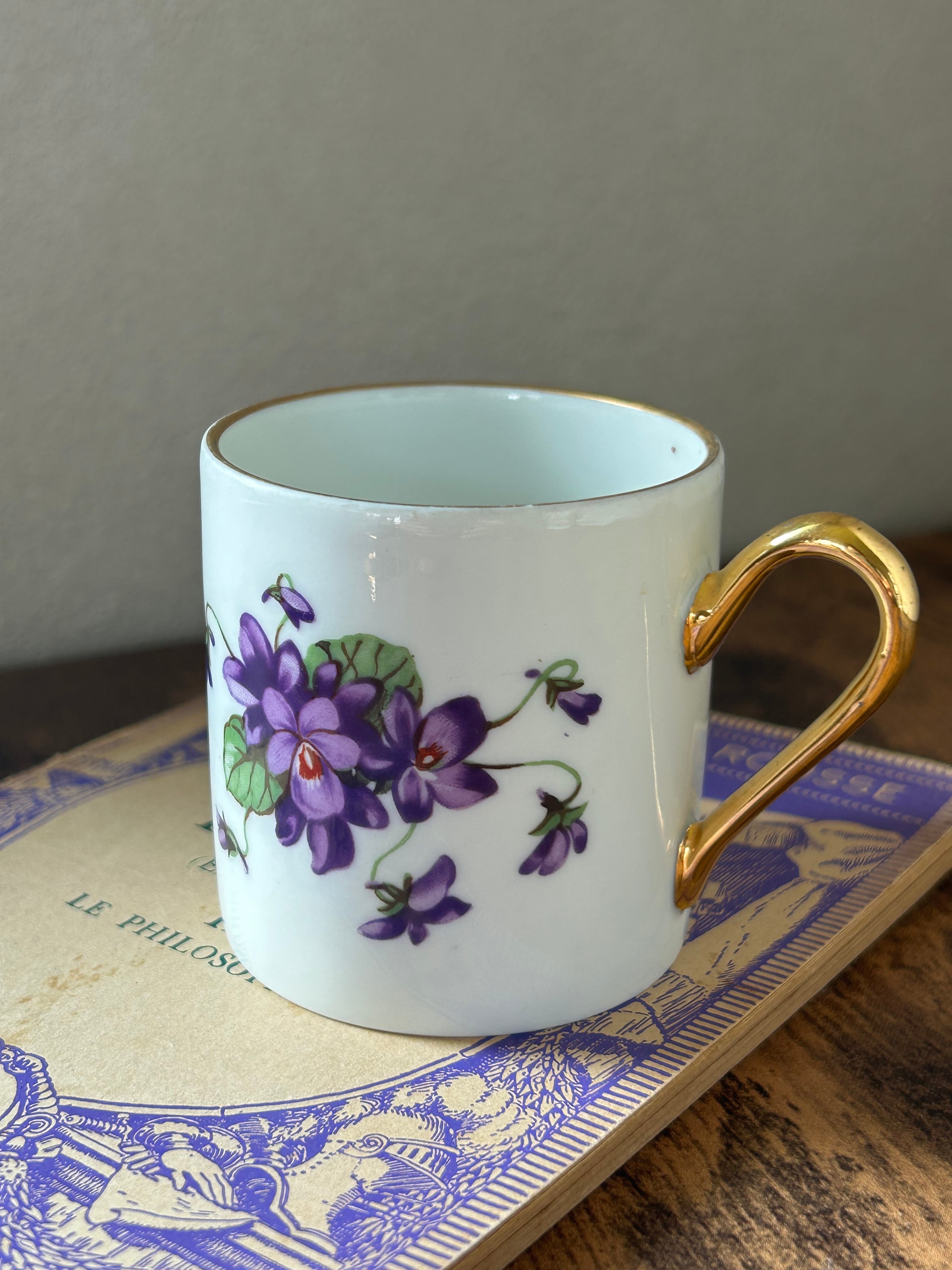 フランスVintage Limoges リモージュ スミレのミニカップ すみれ柄