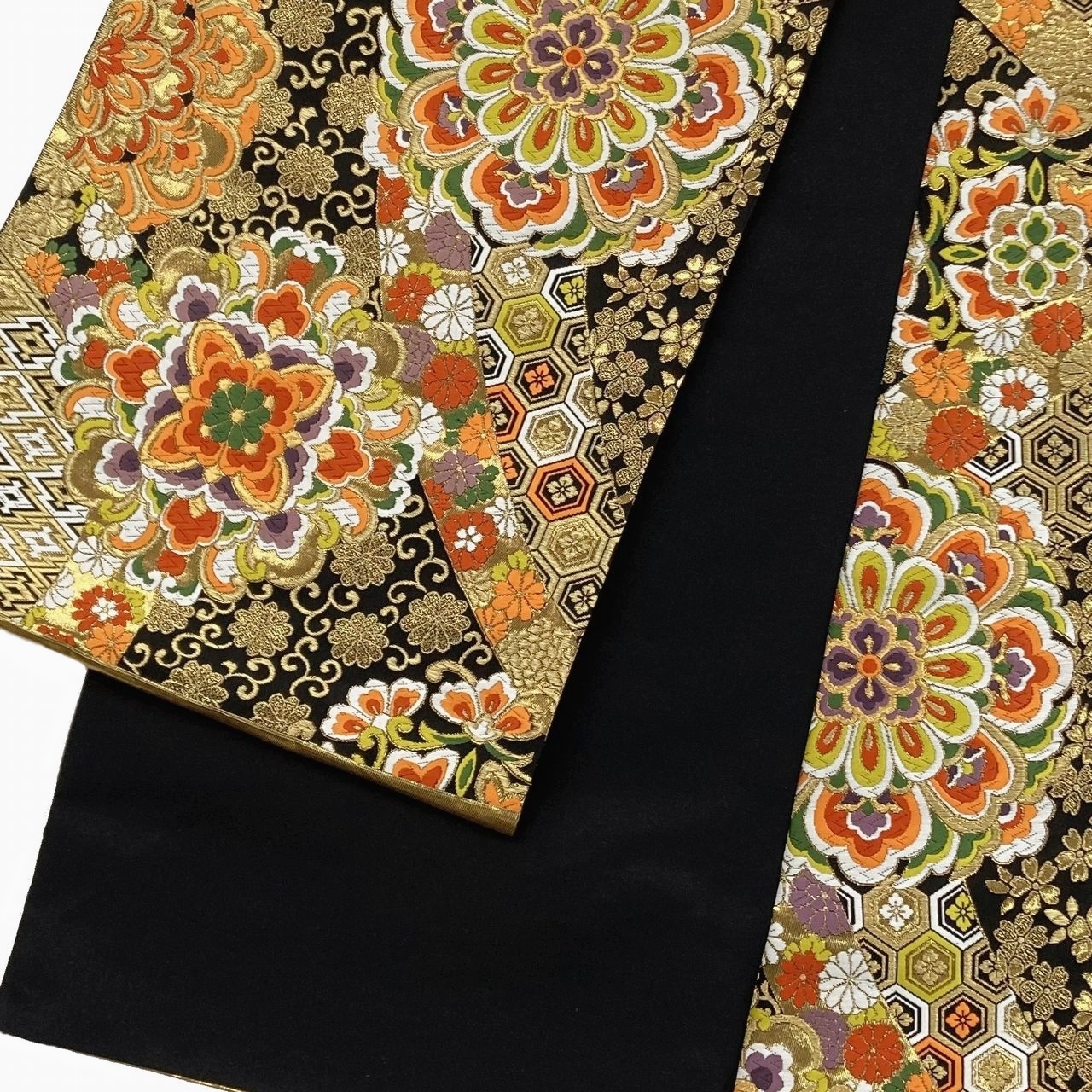 袋帯 ふくい謹製 宝相華 菊唐草 六通柄 唐織錦 西陣 正絹 日本製 未