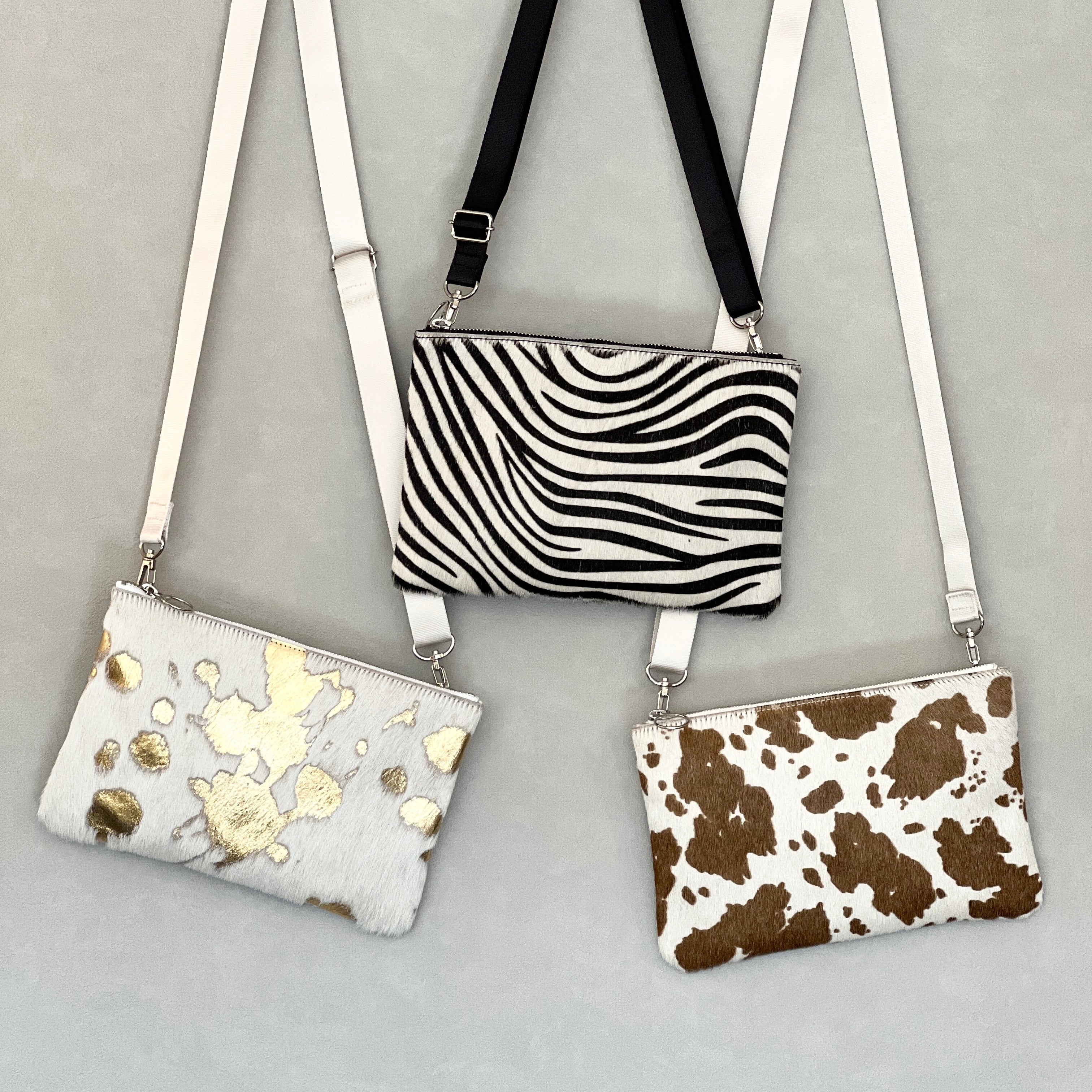 受注製作】フラットショルダーポーチ/サコッシュ（セット） ハラコ