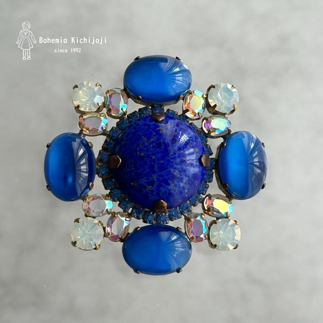 ヴィンテージガラスアクセサリー】ブローチ (ナイトスカイ) | ボヘミア