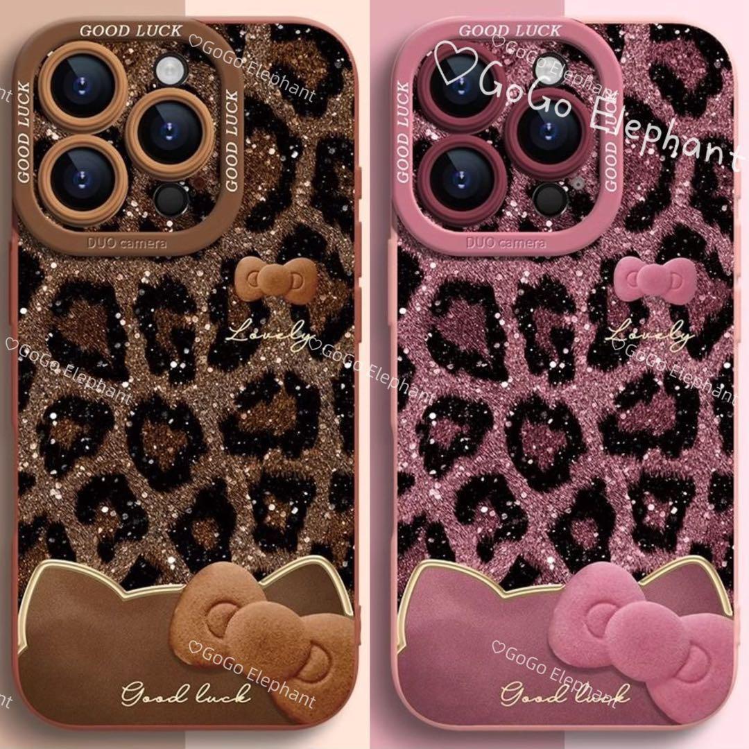辛口×韓国っぽデザイン♪ レオパード柄 秋冬にぴったりリボン iphone