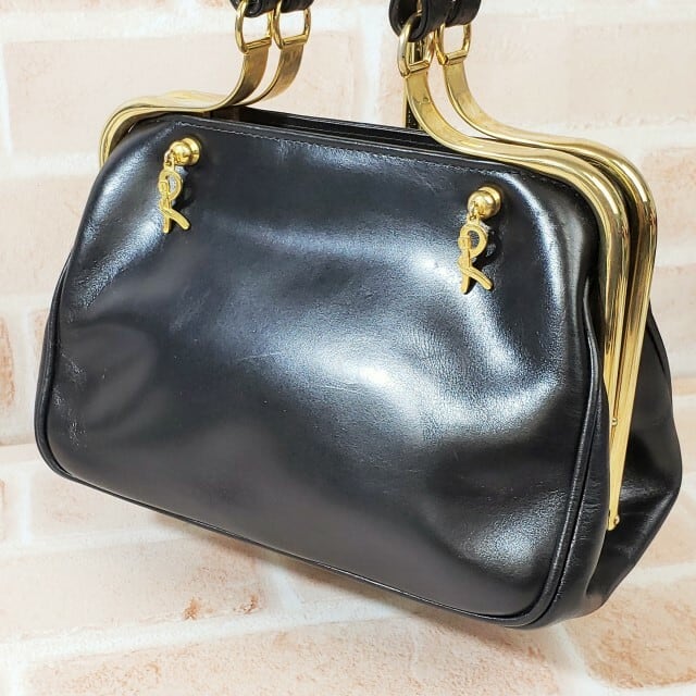 オールドロベルタ カラベラ レザー ハンドバッグ ブラック 自立OK