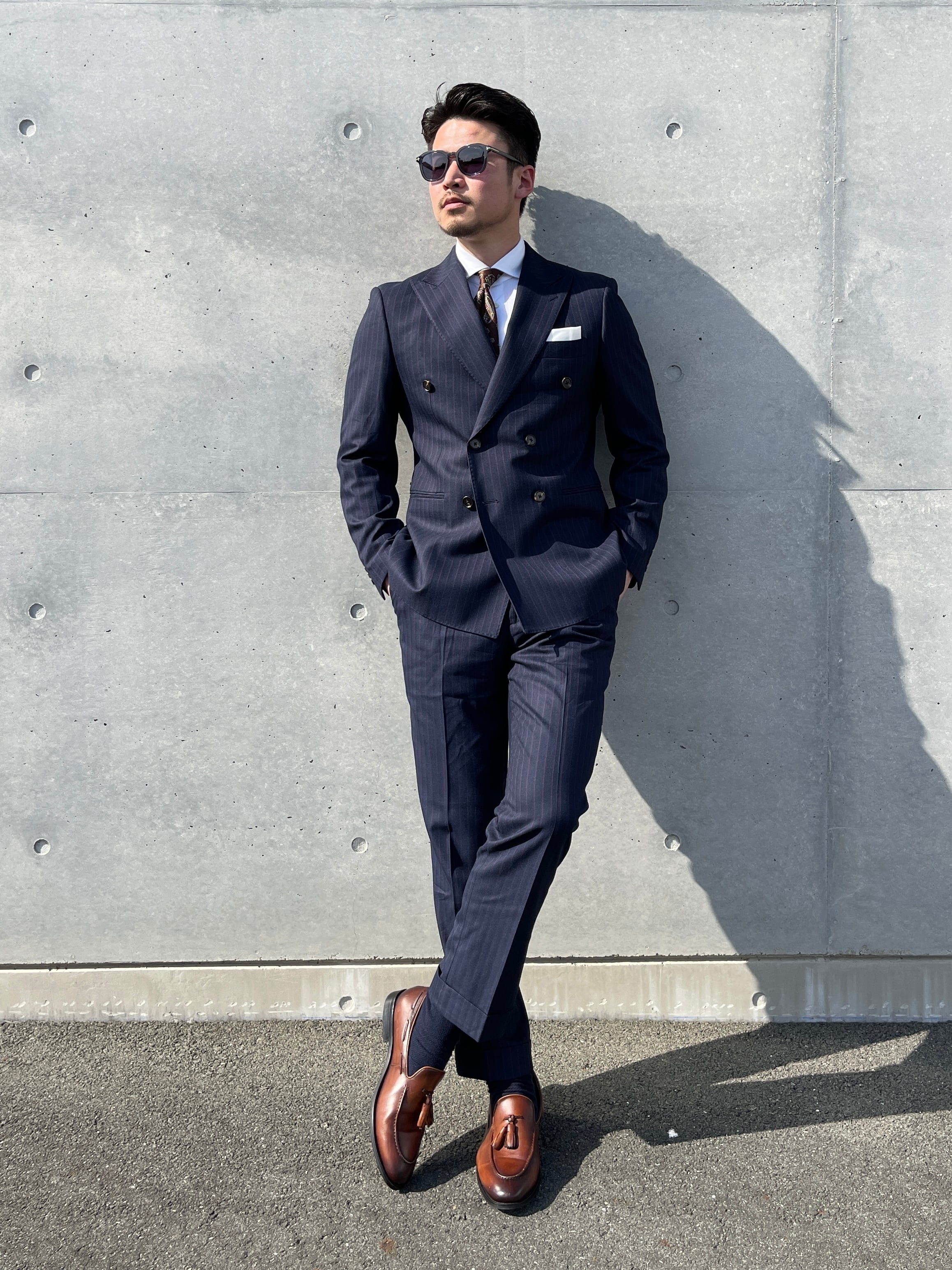 高品質】ストライプダブルスーツ【ネイビー】 | Wide Range