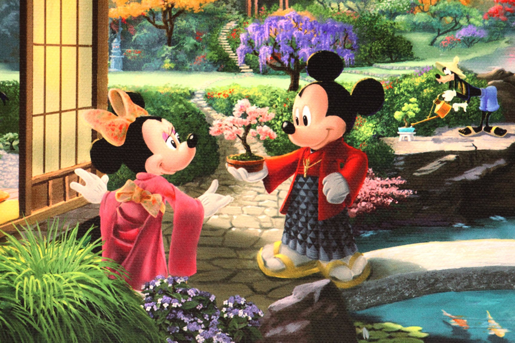 ディズニー絵画 ミッキー＆ミニー/イン ジャパン 展示用フック付