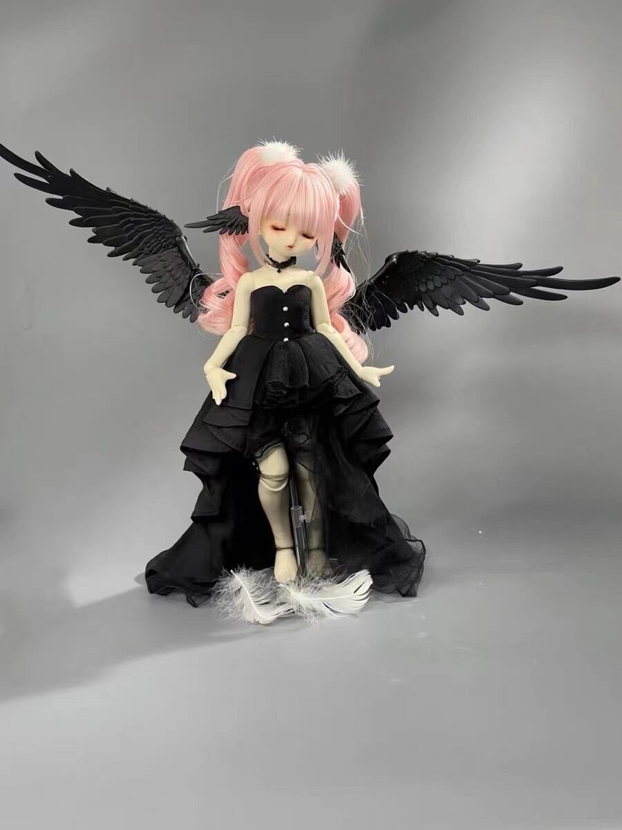 5/4まで！撮影用！75cmドールまで！LaLunaDoll天使翅膀及耳饰羽根 羽