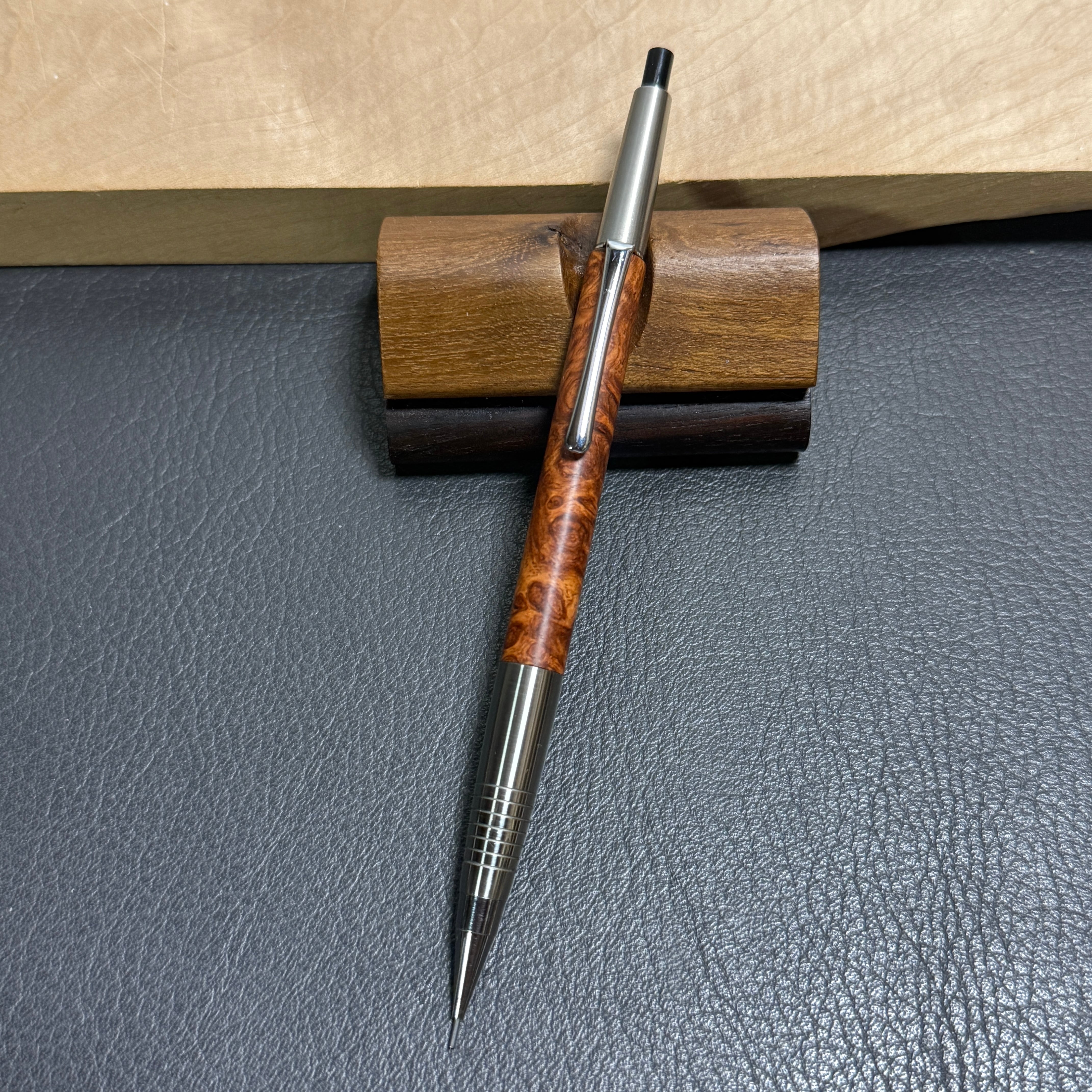 385本花梨瘤 PG-5用カスタム木軸 メタルグリップ ステンレス | handwood