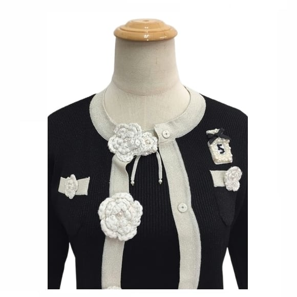 スーパービューティー アンサンブル ラメ入り 配色デザイン 花モチーフ