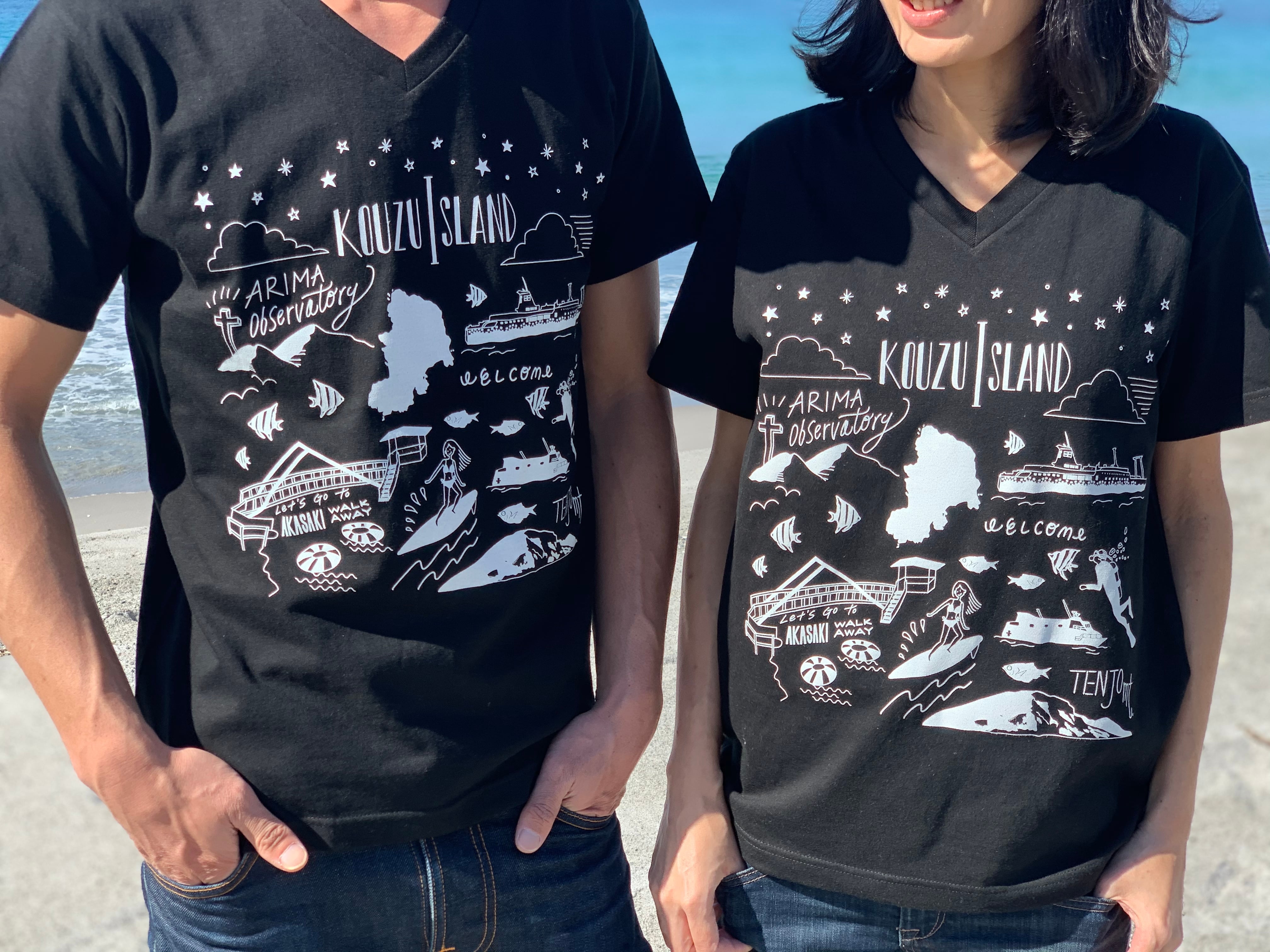 神津島オリジナルTシャツ Vネック・ブラック | FamiliA