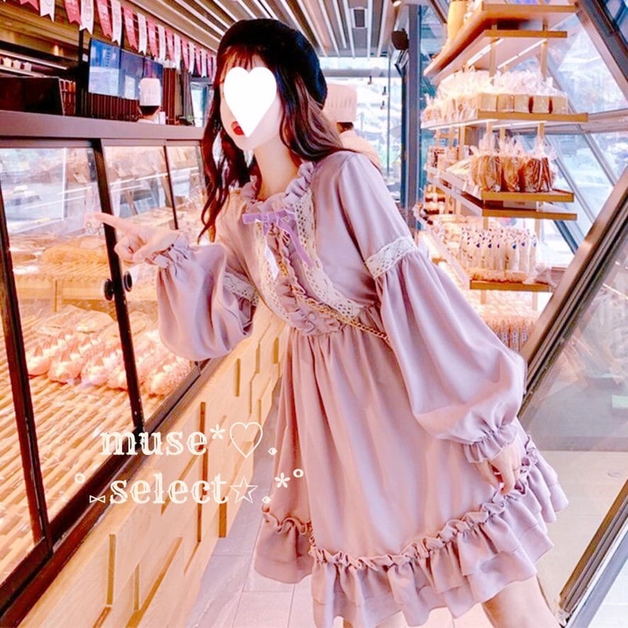 即納】ロリータドレスワンピース♥ピンクベージュ ゴスロリ ロリィタ