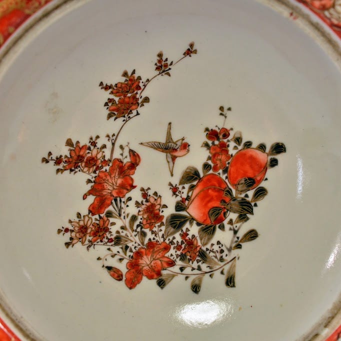 里帰り九谷 オールド九谷 綿埜製 山本画 金襴手 蓋物 加賀 九谷焼 赤絵